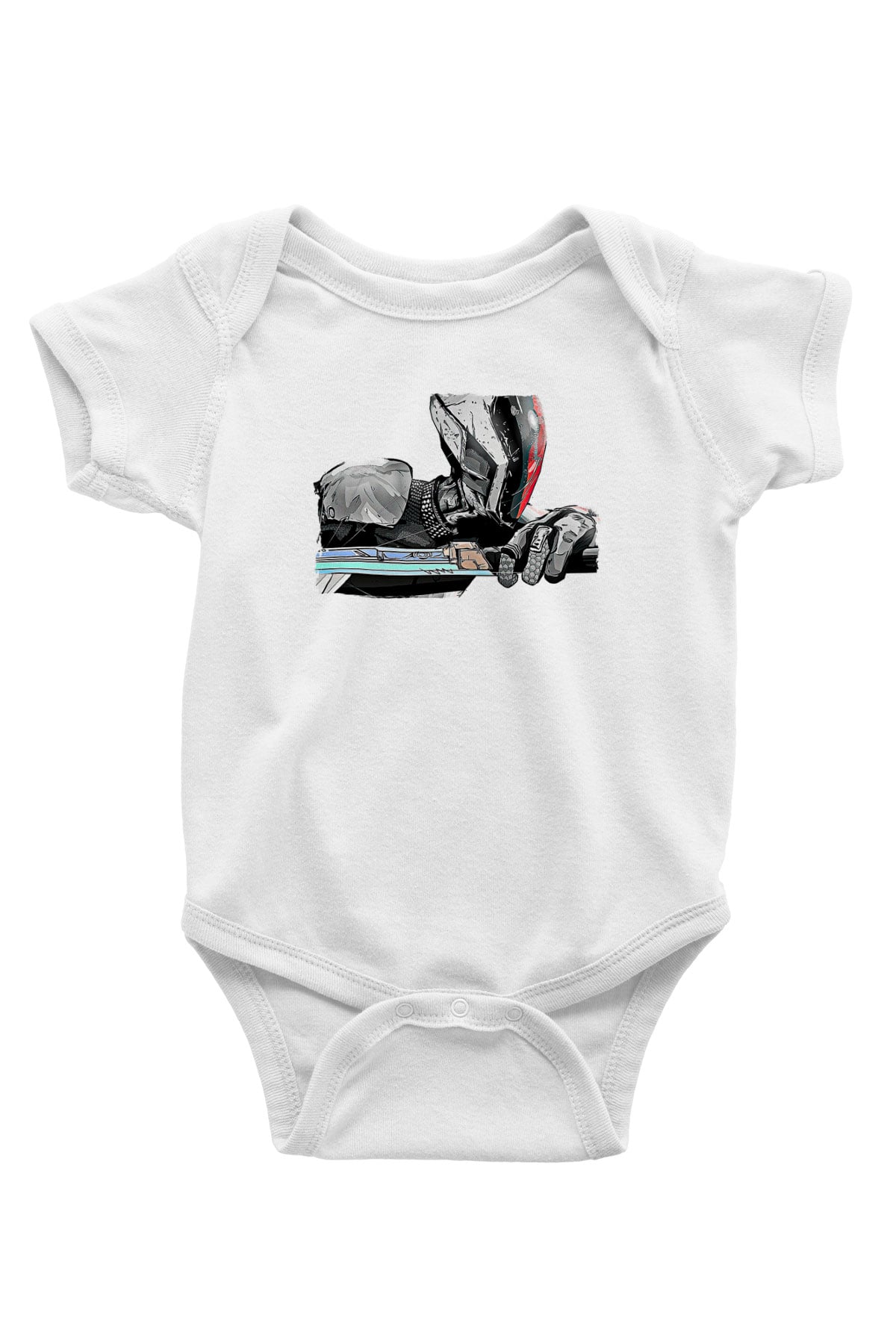 Borderlands Baskılı Beyaz Unisex Bebek Body - Zıbın