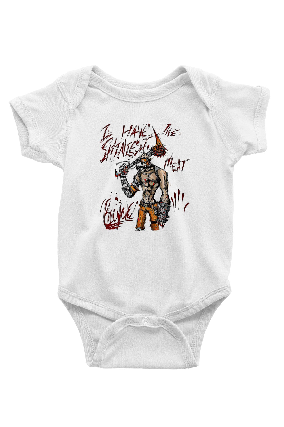 Borderlands Baskılı Beyaz Unisex Bebek Body - Zıbın