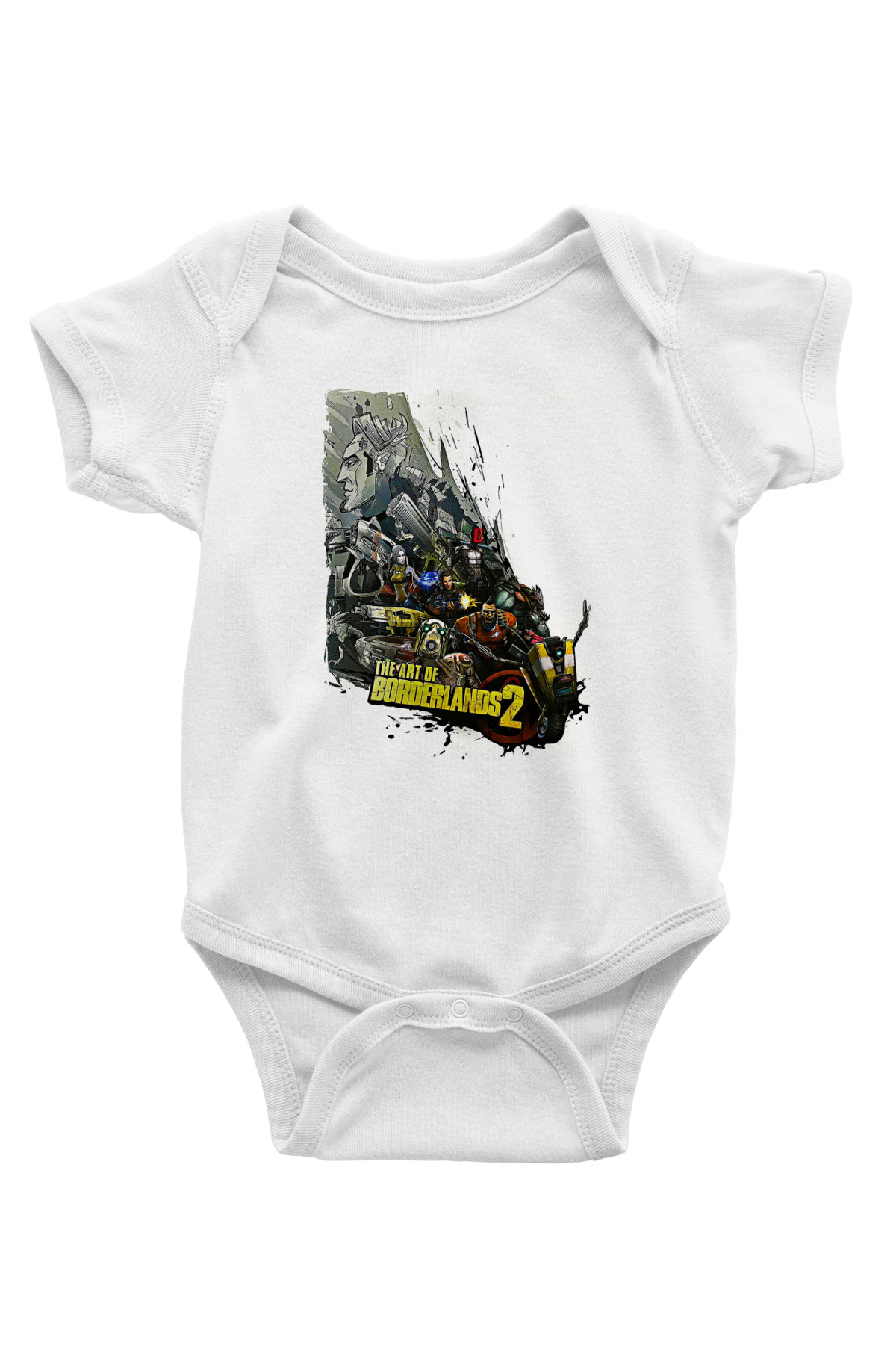 Borderlands Baskılı Beyaz Unisex Bebek Body - Zıbın