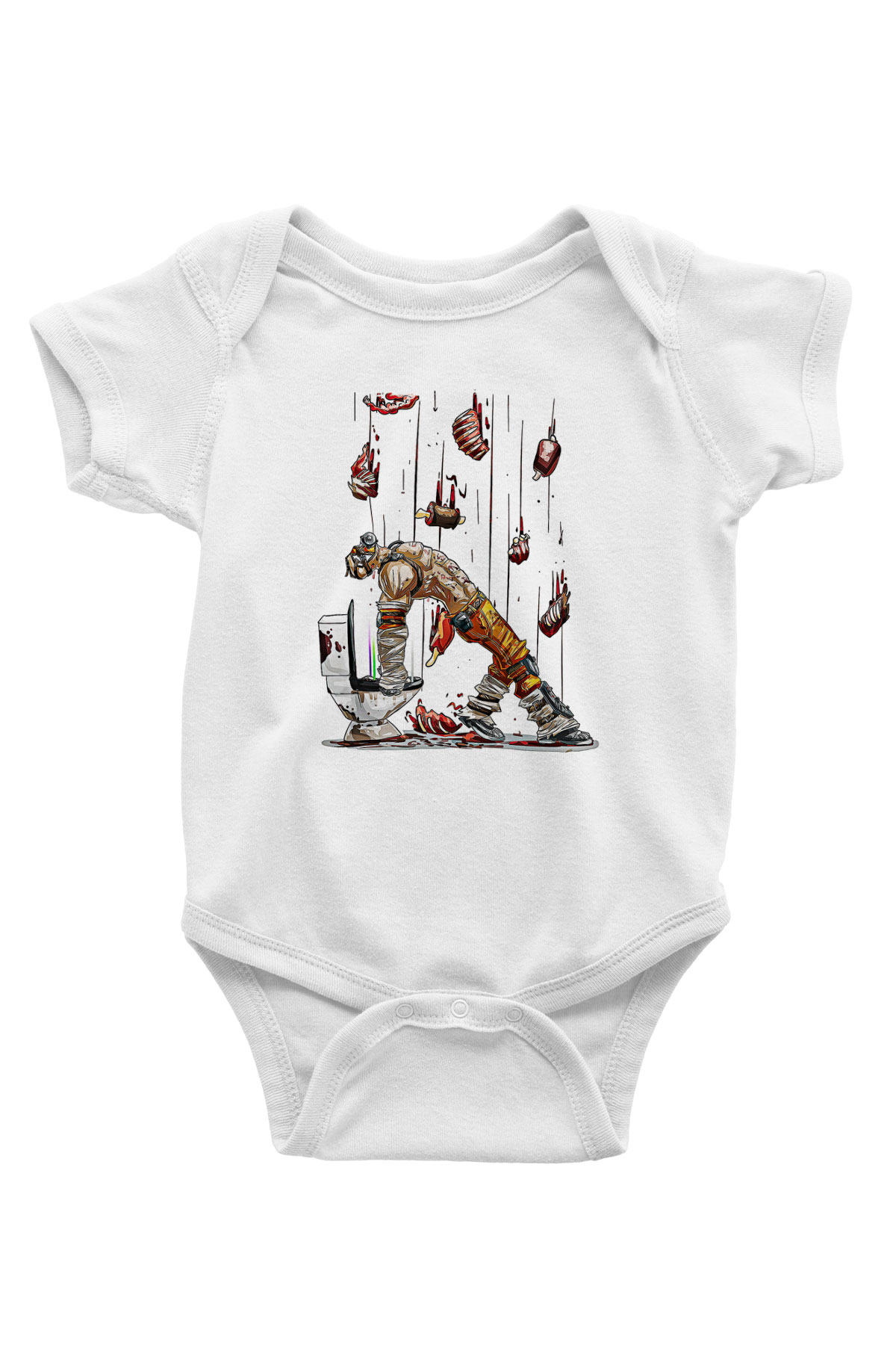 Borderlands Baskılı Beyaz Unisex Bebek Body - Zıbın