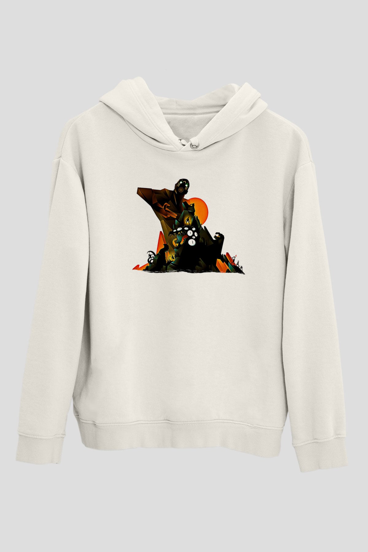 Borderlands Baskılı Beyaz Unisex Kapüşonlu Sweatshirt