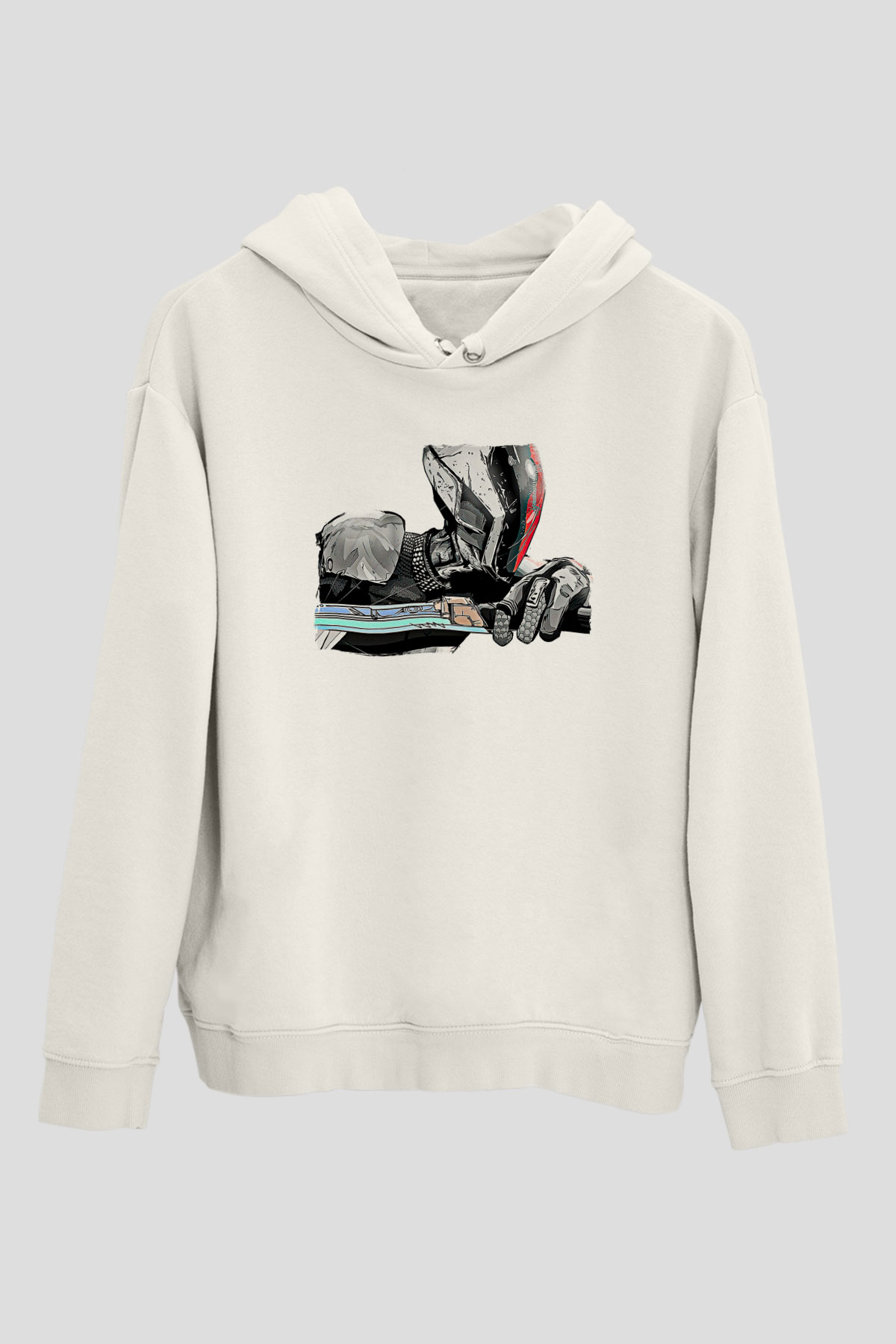 Borderlands Baskılı Beyaz Unisex Kapüşonlu Sweatshirt