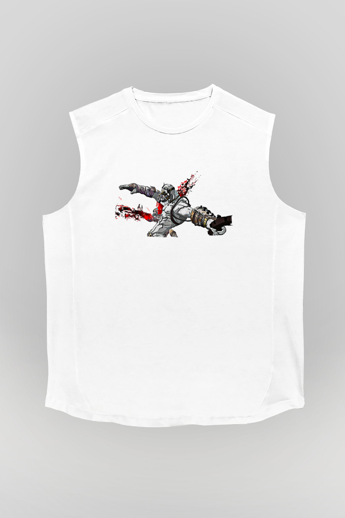 Borderlands Baskılı Beyaz Unisex Kolsuz Tişört - Tshirt