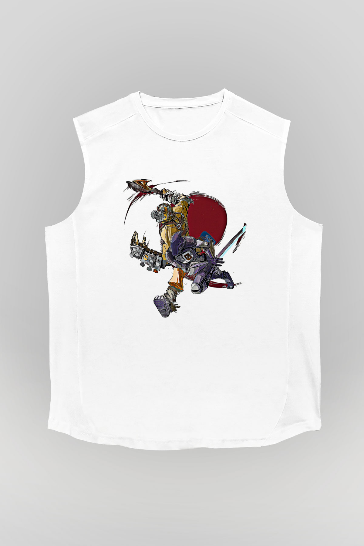 Borderlands Baskılı Beyaz Unisex Kolsuz Tişört - Tshirt