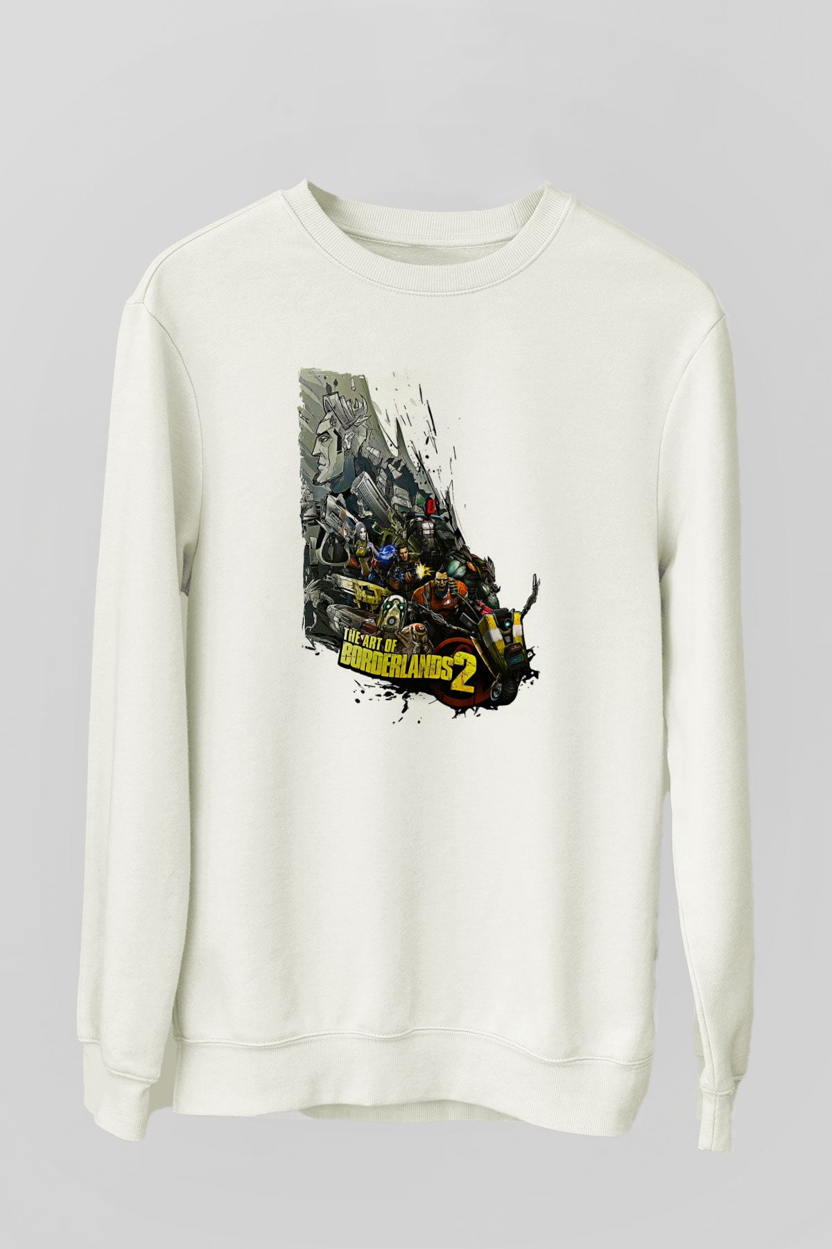 Borderlands Baskılı Beyaz Unisex Sweatshirt