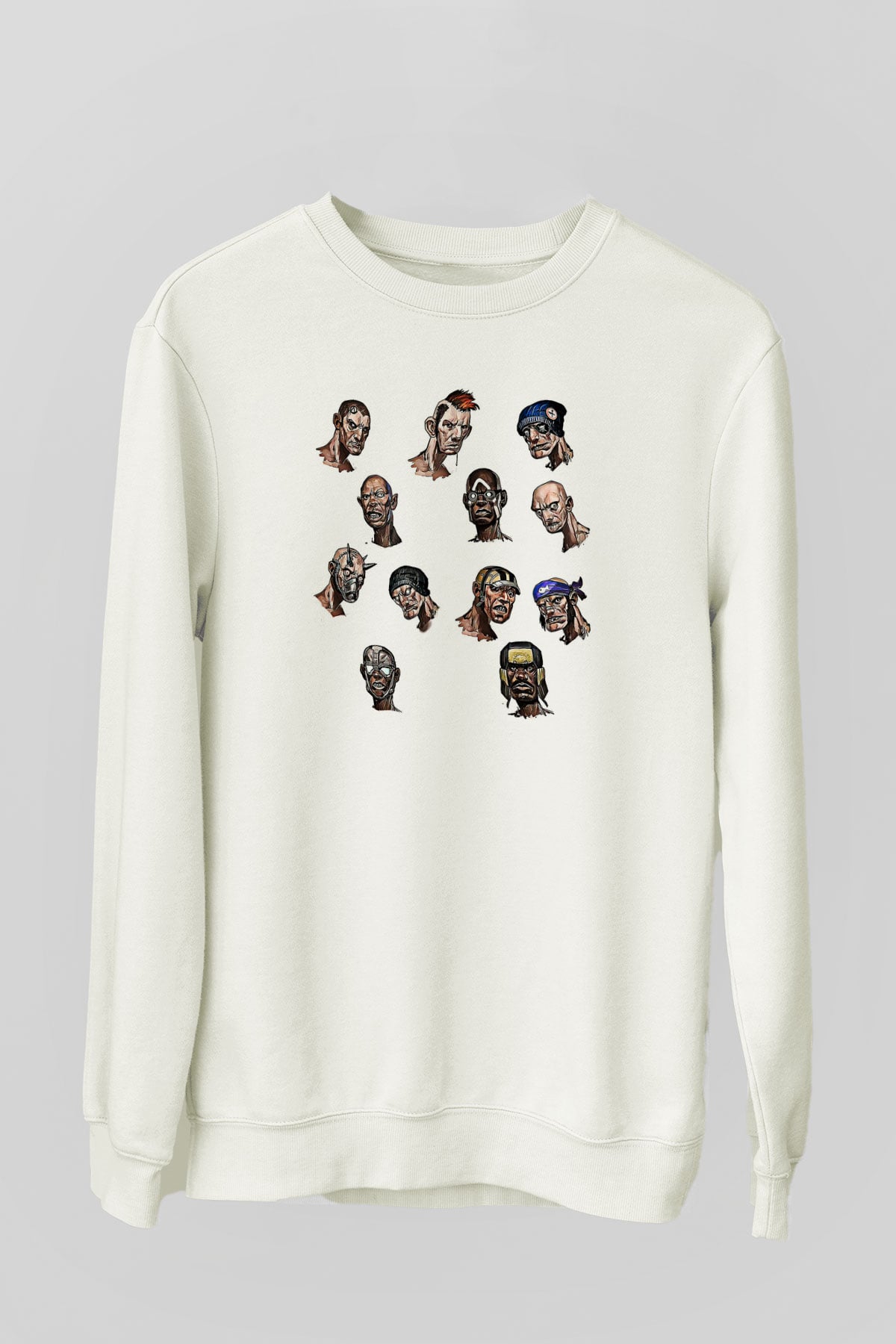 Borderlands Baskılı Beyaz Unisex Sweatshirt