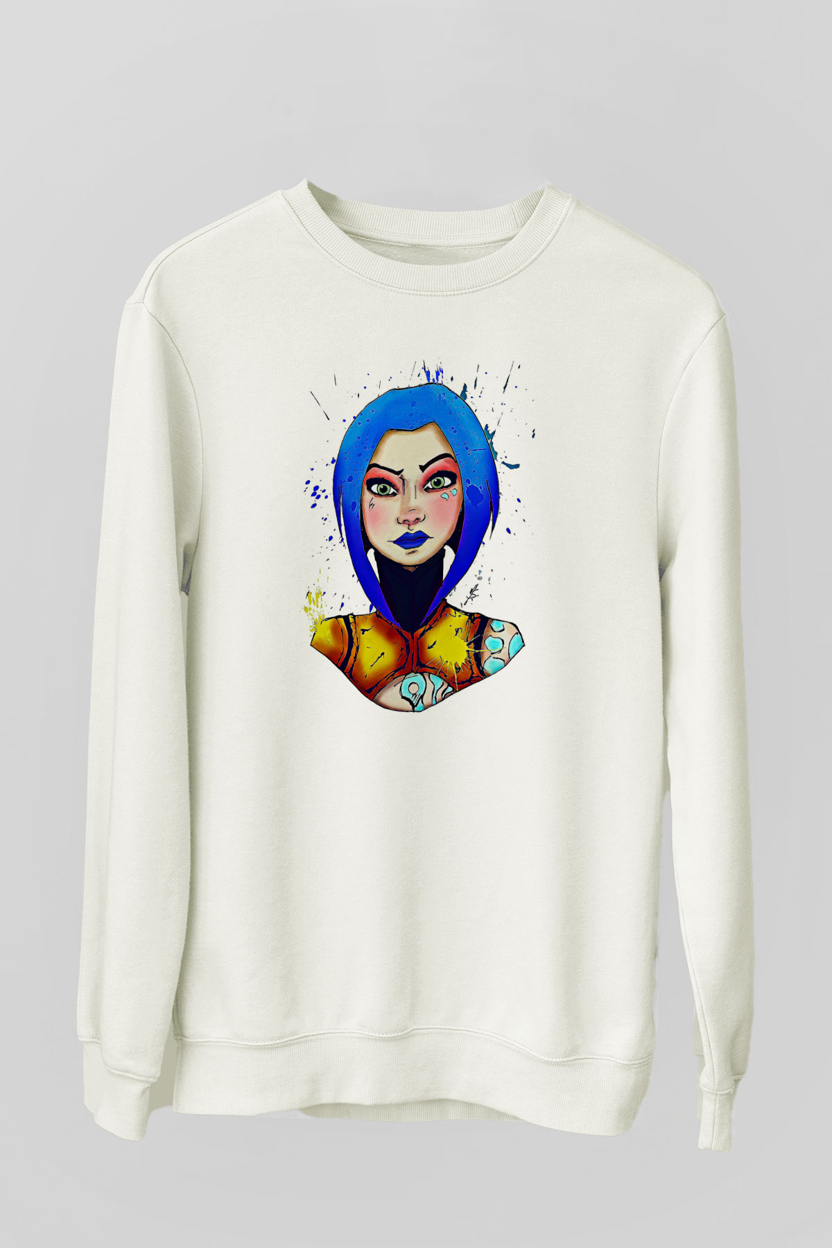 Borderlands Baskılı Beyaz Unisex Sweatshirt