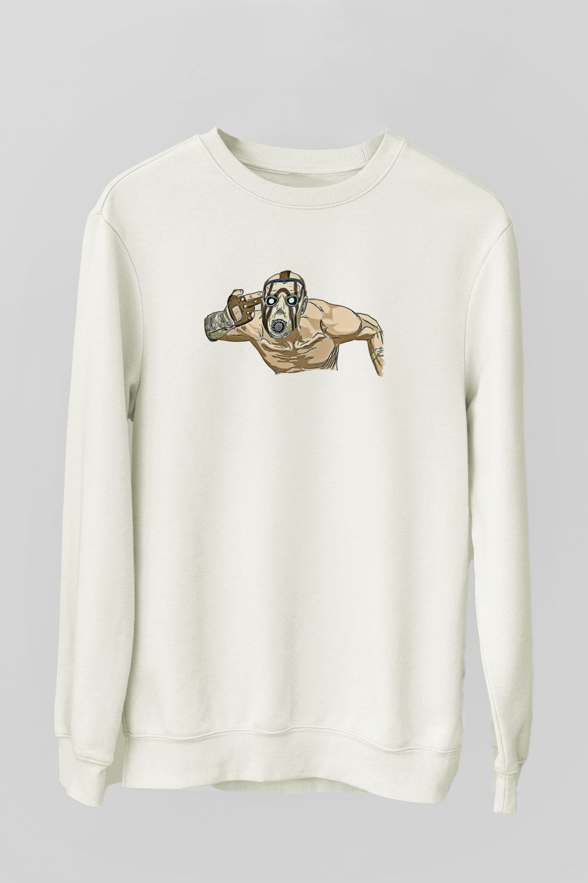 Borderlands Baskılı Beyaz Unisex Sweatshirt
