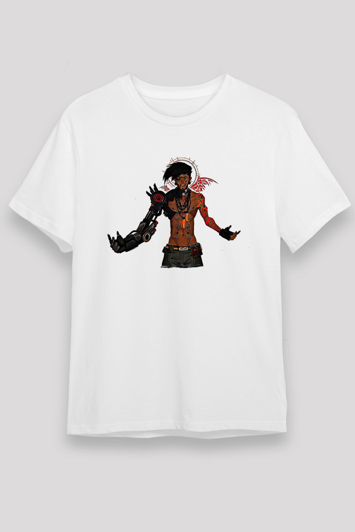 Borderlands Baskılı Unisex Beyaz Tişört - Tshirt