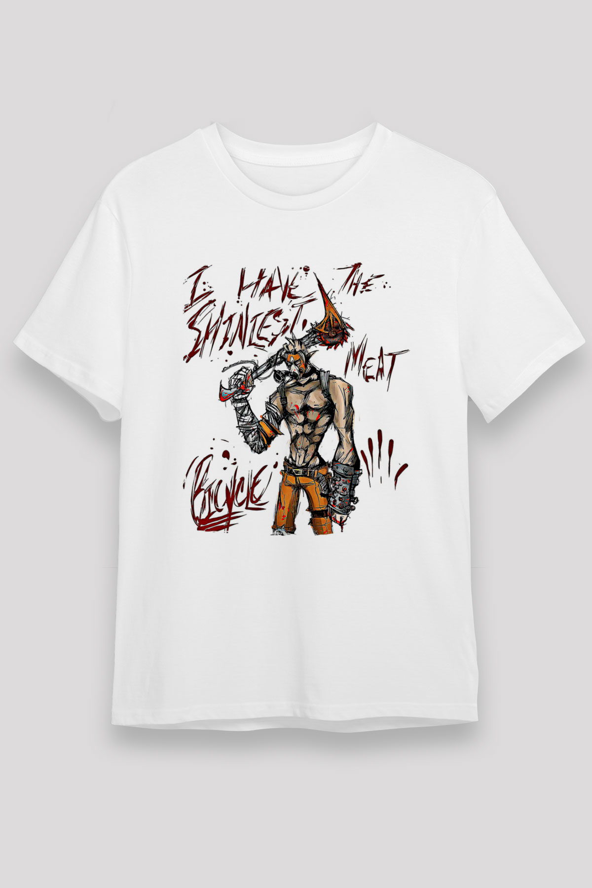 Borderlands Baskılı Unisex Beyaz Tişört - Tshirt
