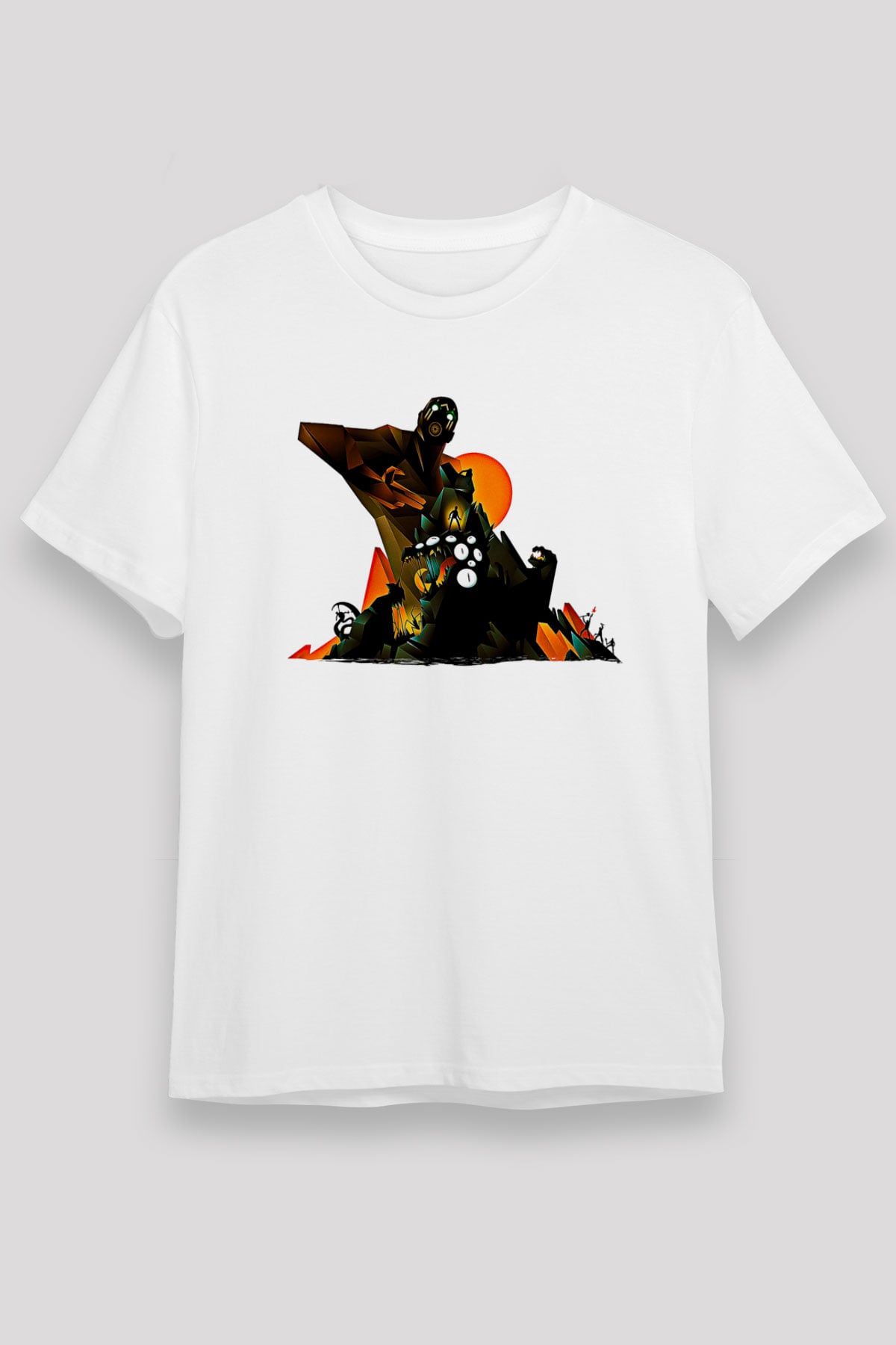 Borderlands Baskılı Unisex Beyaz Tişört - Tshirt