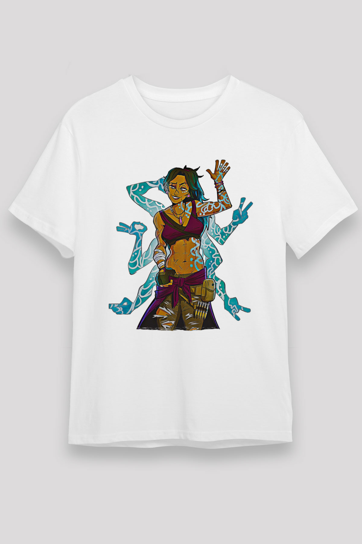 Borderlands Baskılı Unisex Beyaz Tişört - Tshirt