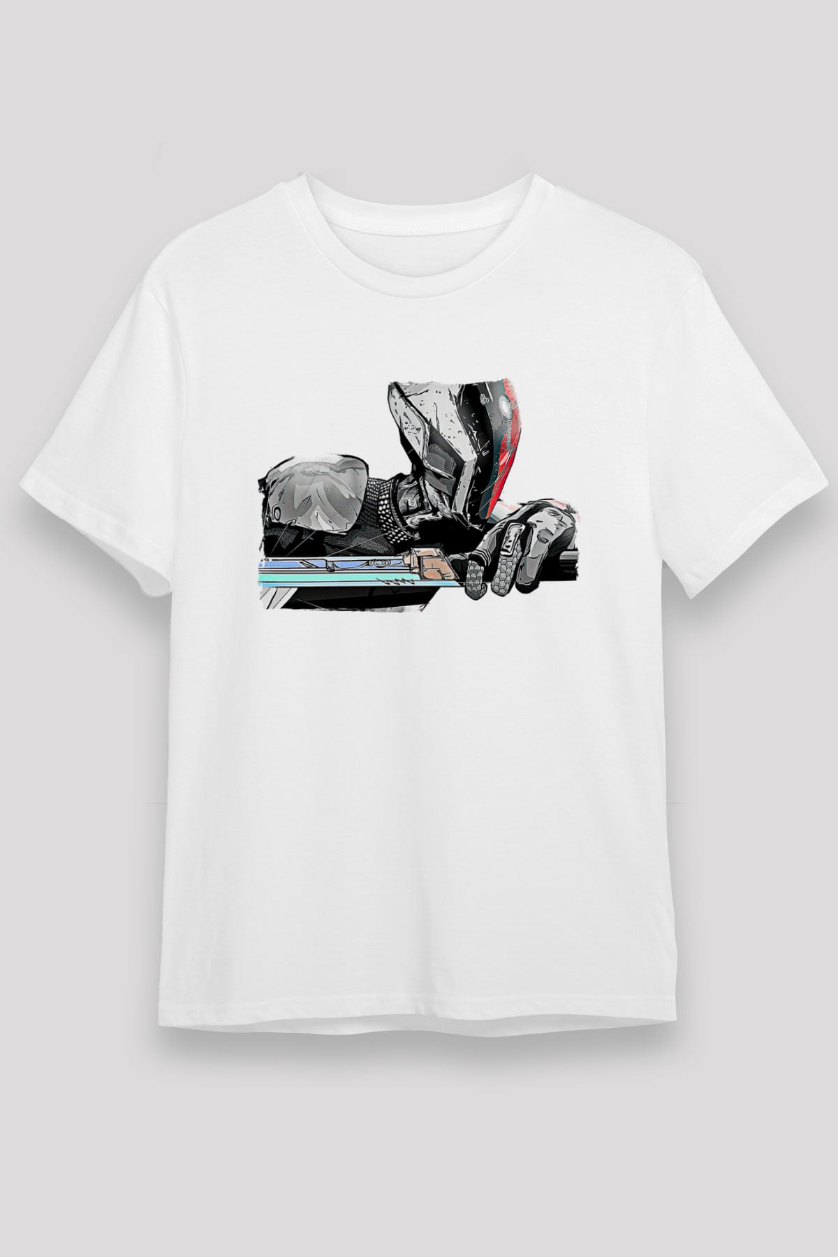 Borderlands Baskılı Unisex Beyaz Tişört - Tshirt