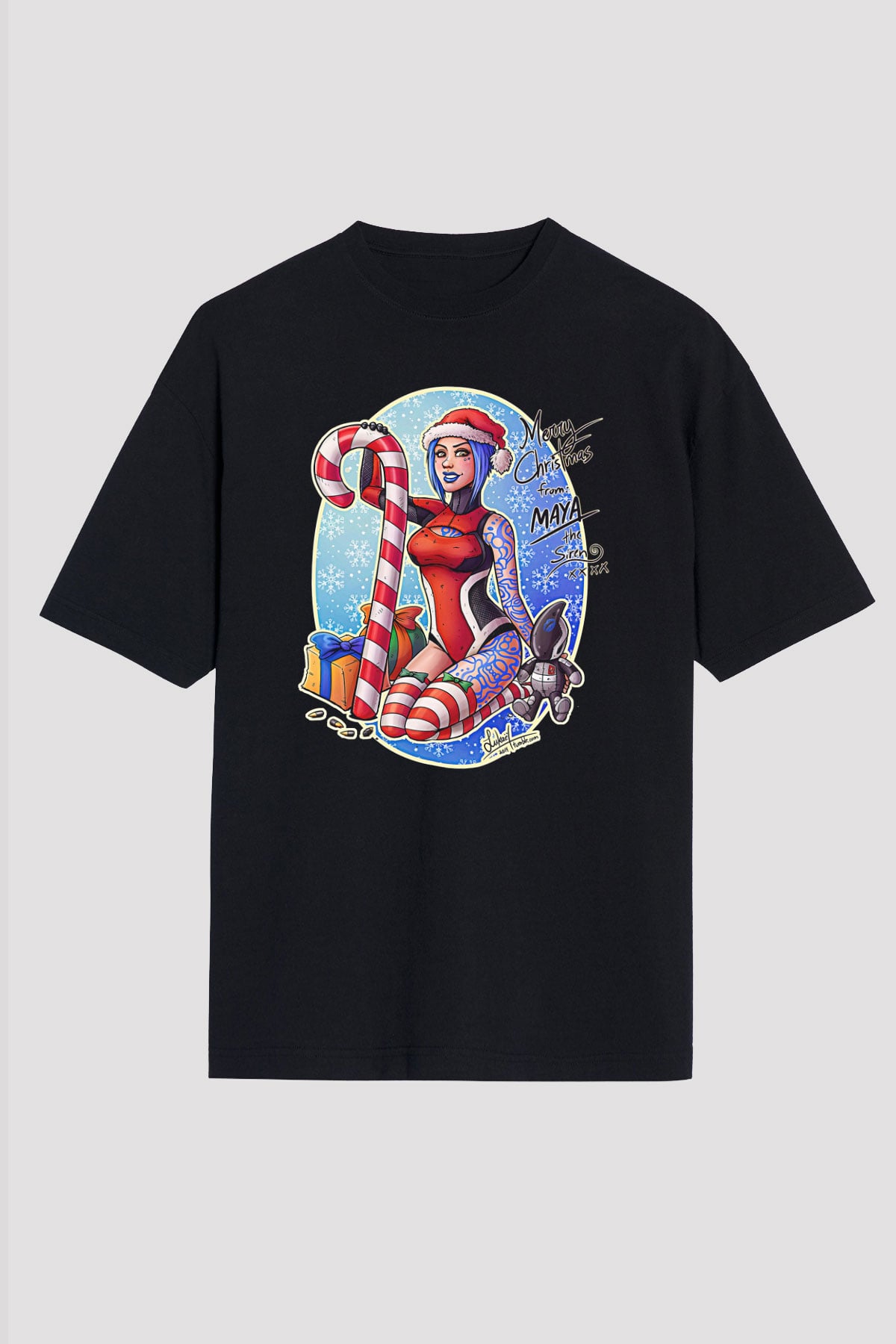 Borderlands Baskılı Unisex Siyah Oversize Tişört - Tshirt