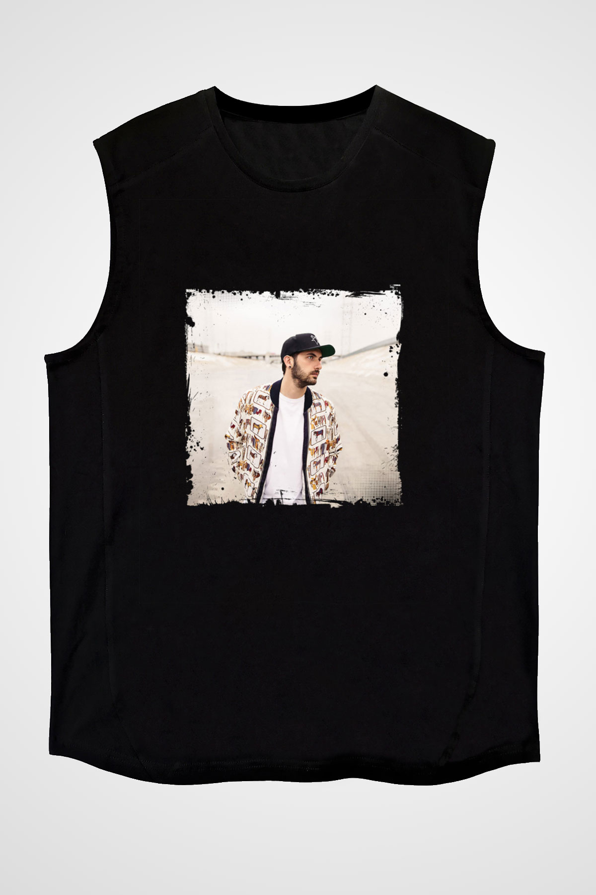 Borgore Baskılı Unisex Siyah Kolsuz Tişört