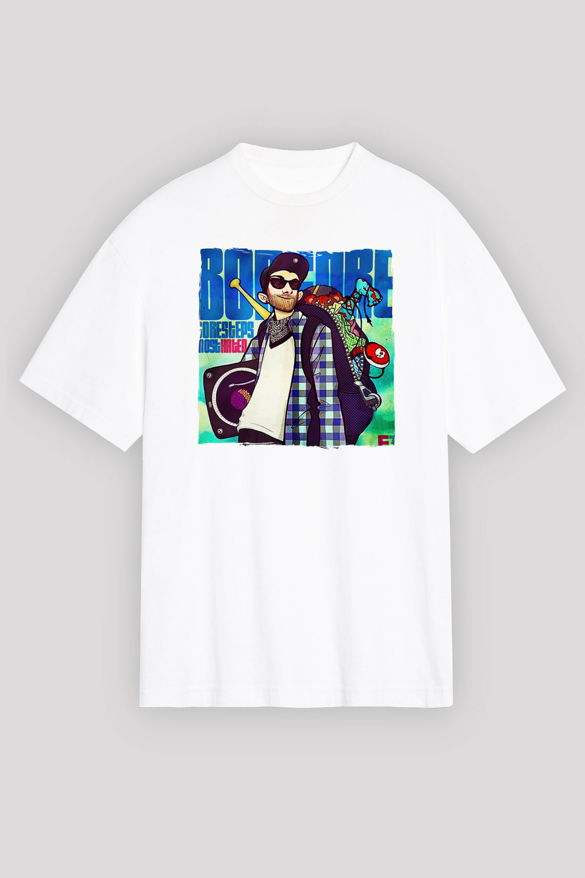 Borgore Beyaz Unisex Tişört T-Shirt - TişörtFabrikası