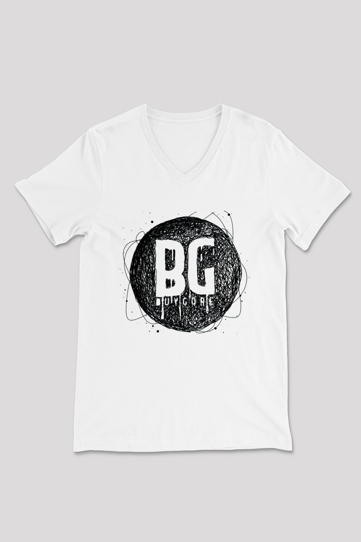 Borgore Beyaz Unisex V Yaka Tişört