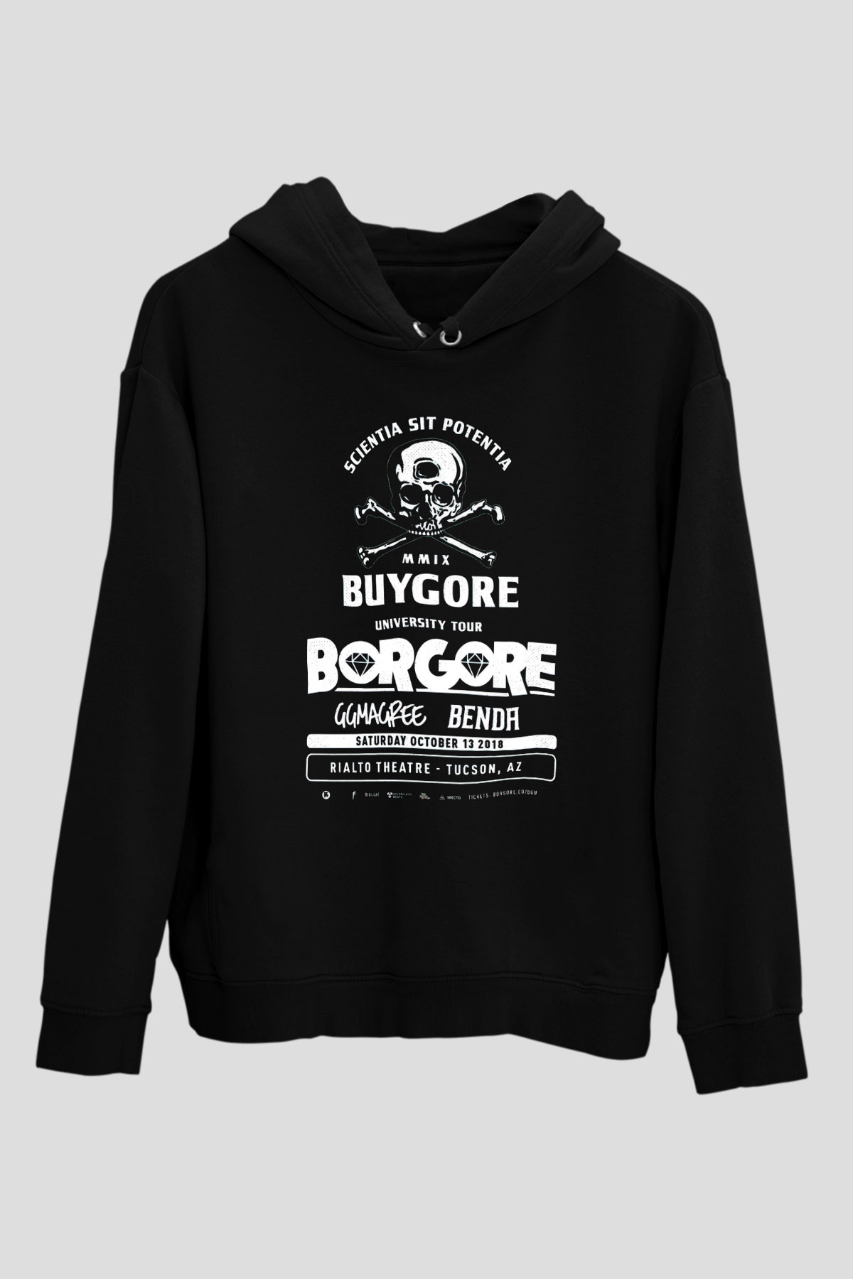 Borgore Siyah Unisex Kapüşonlu Sweatshirt