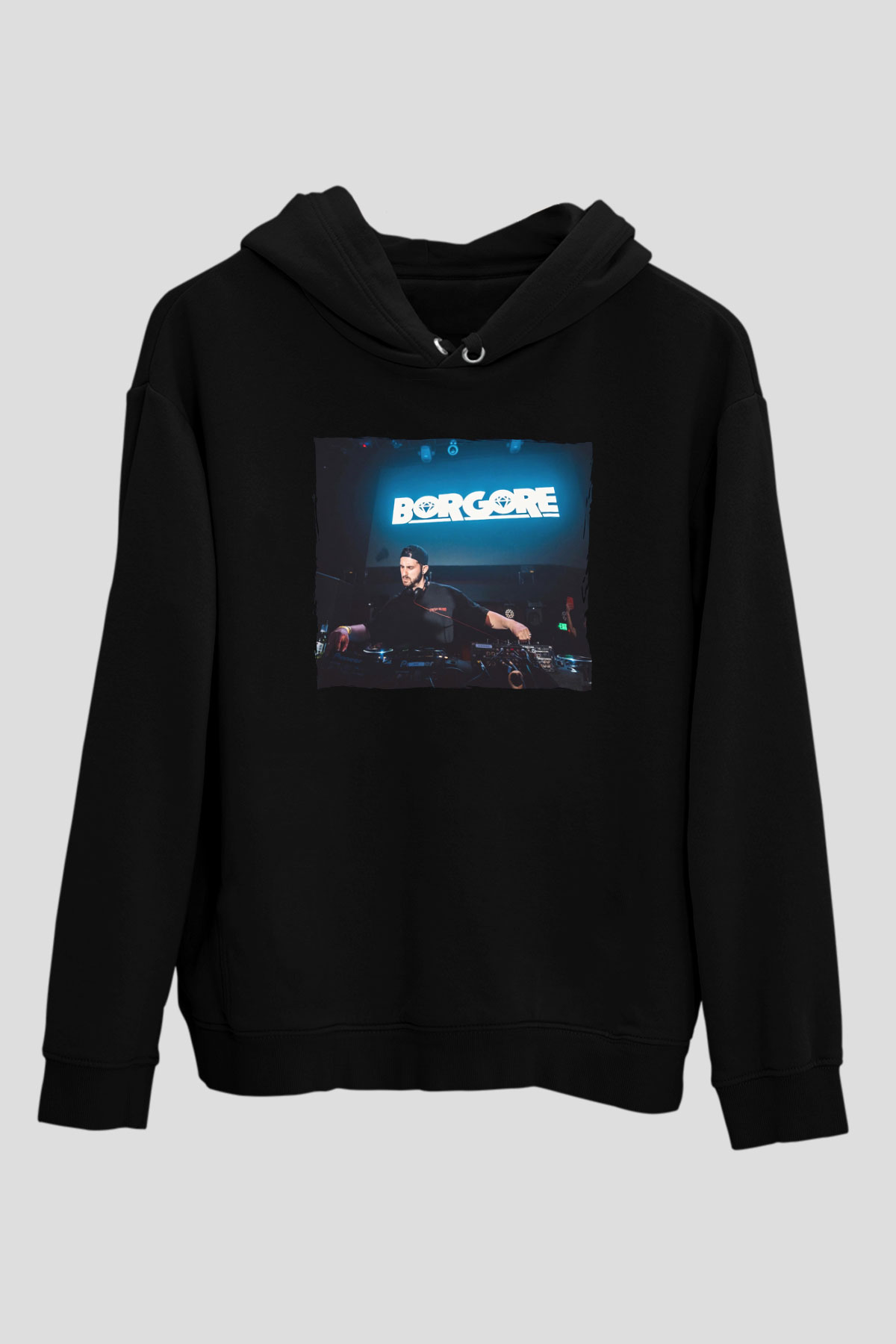 Borgore Siyah Unisex Kapüşonlu Sweatshirt