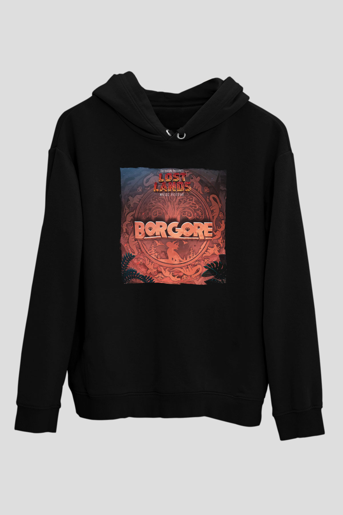 Borgore Siyah Unisex Kapüşonlu Sweatshirt