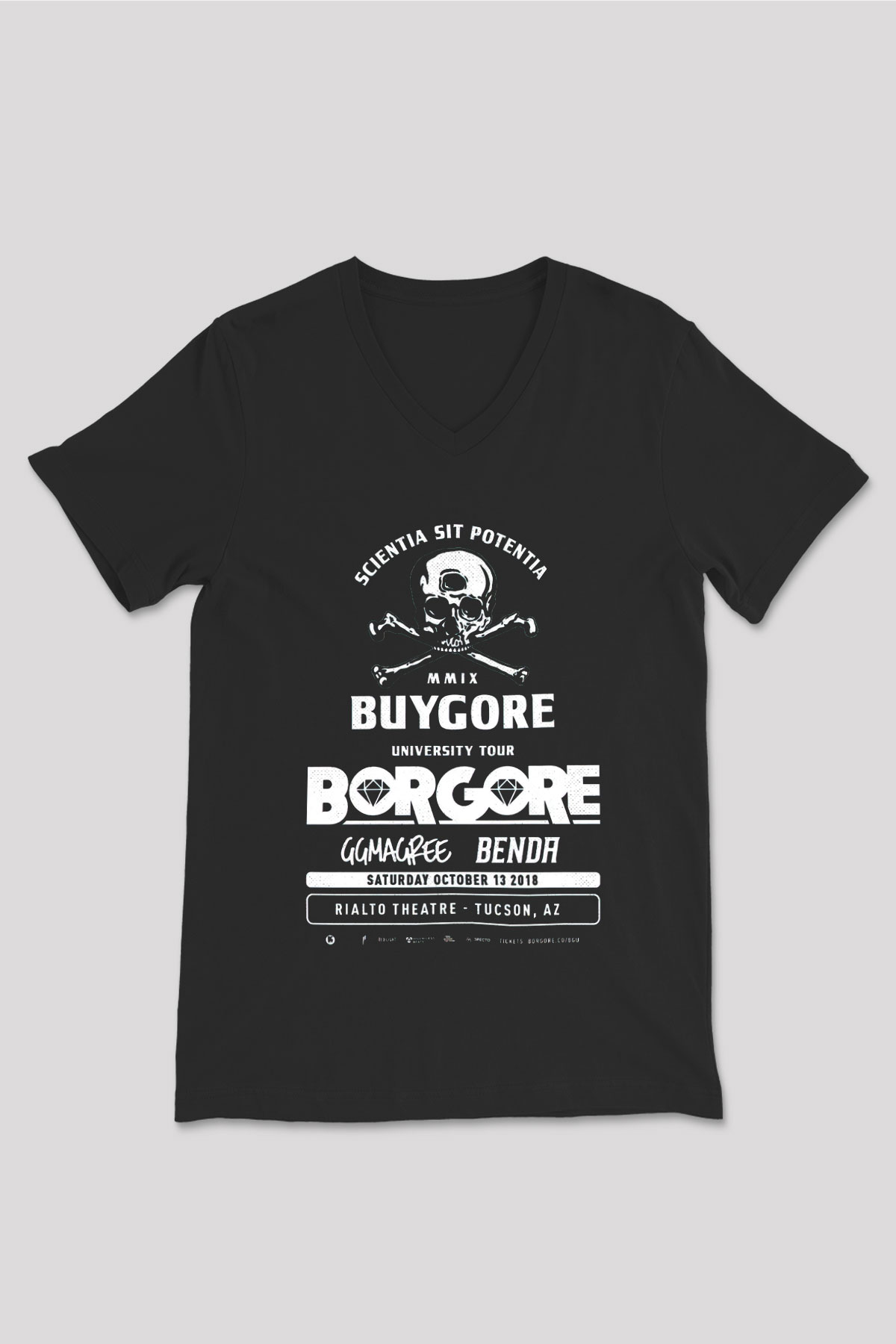 Borgore Siyah Unisex V Yaka Tişört