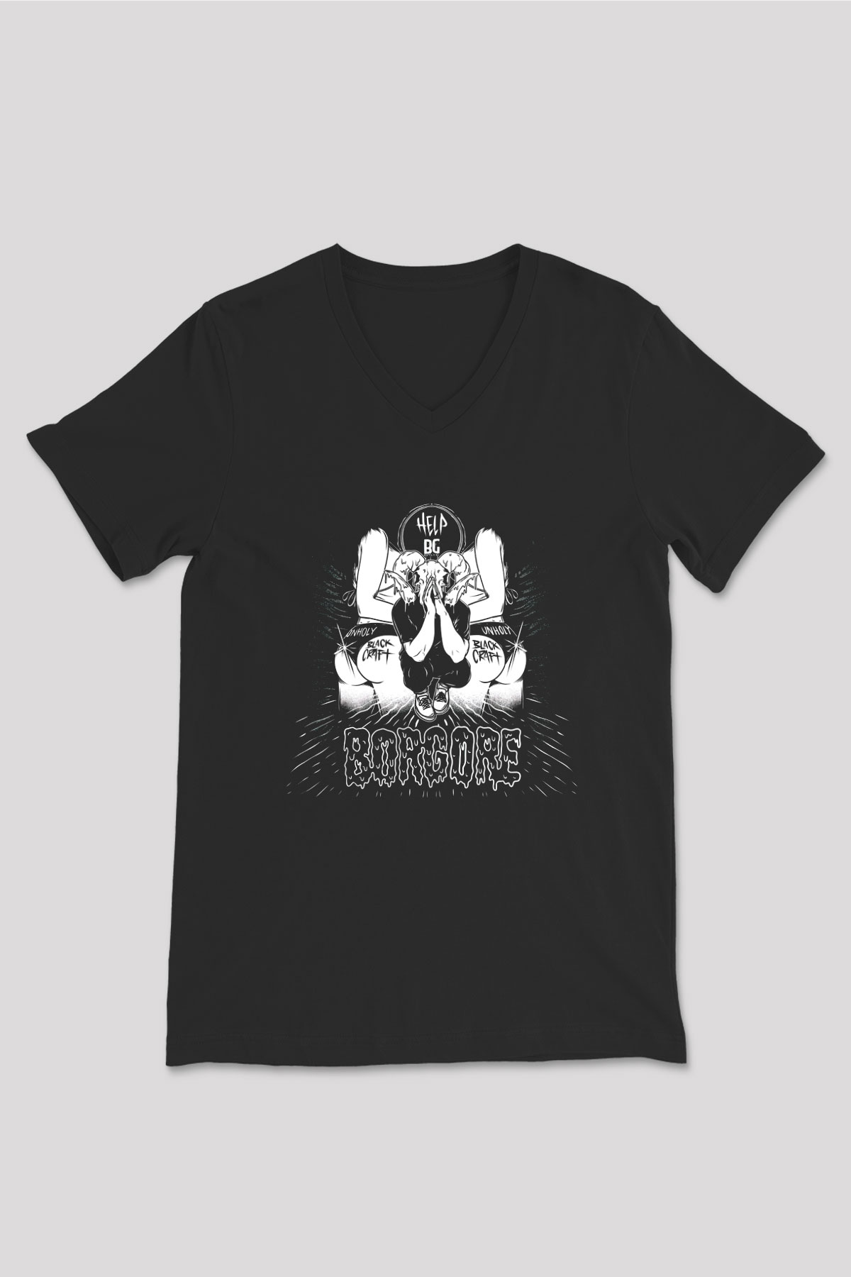 Borgore Siyah Unisex V Yaka Tişört T-Shirt