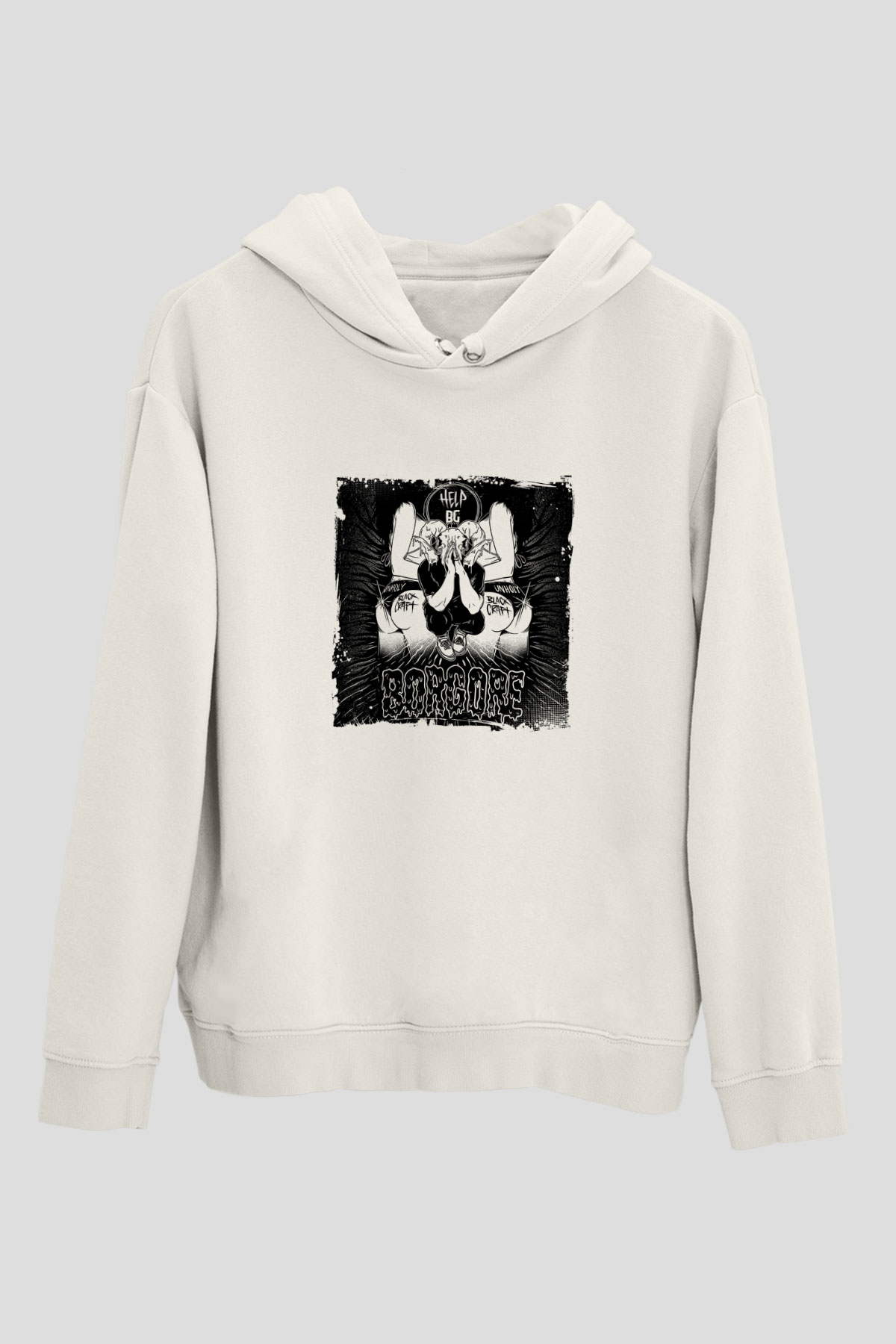 BorgoreBaskılı Beyaz Hoodie
