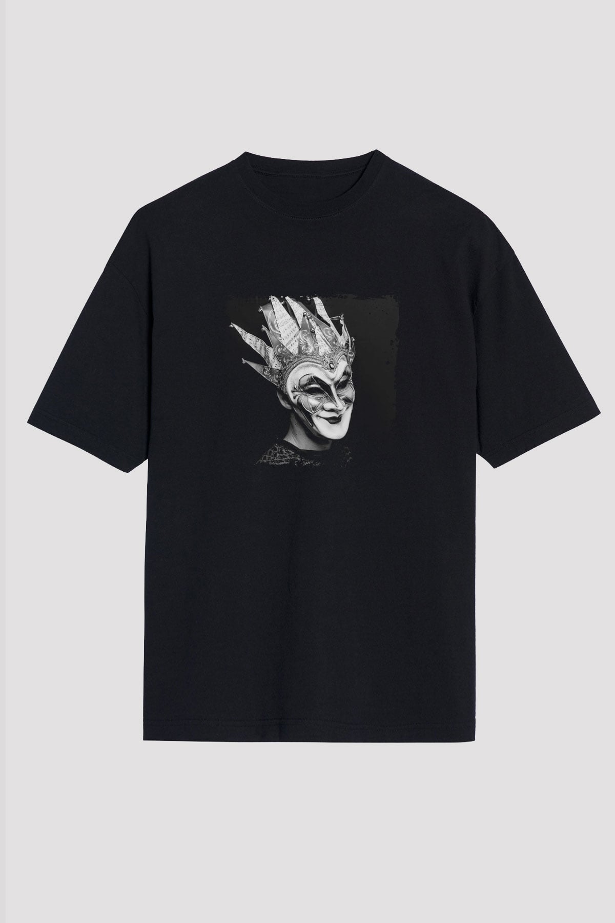 Boris Brejcha Baskılı Unisex Oversize Siyah Tişört