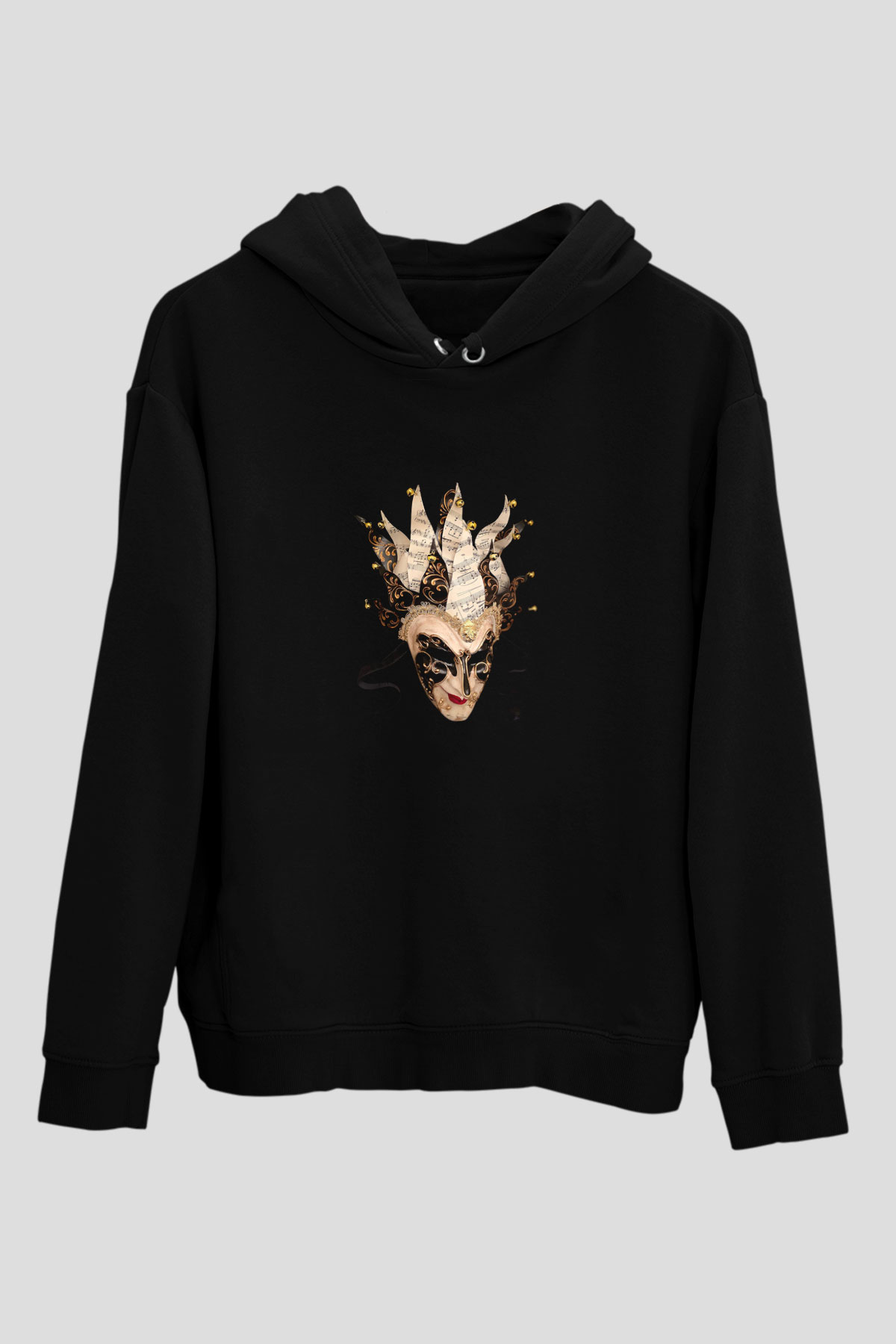 Boris Brejcha Baskılı Unisex Siyah Hoodie