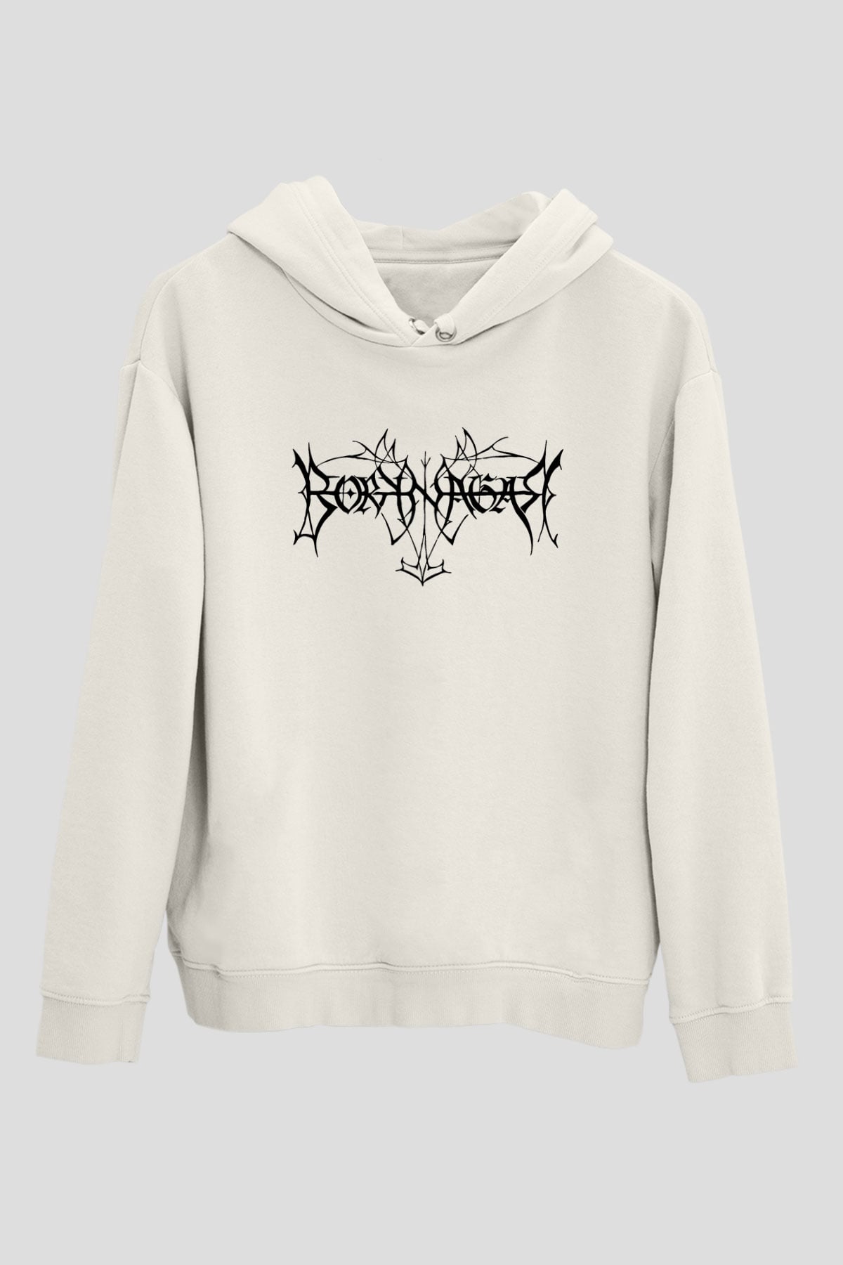 Borknagar Baskılı Beyaz Unisex Kapüşonlu Sweatshirt