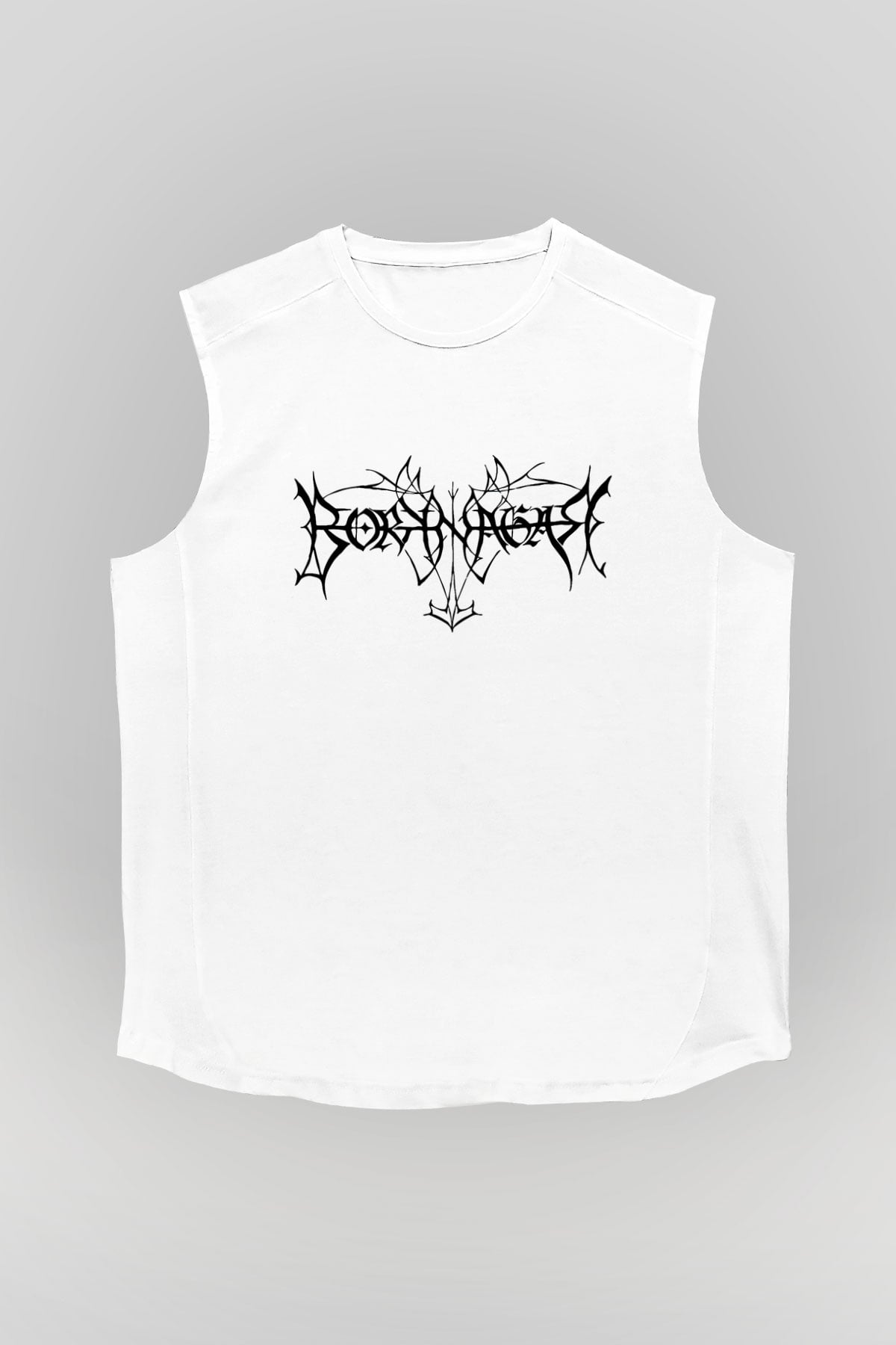 Borknagar Baskılı Beyaz Unisex Kolsuz Tişört - Tshirt
