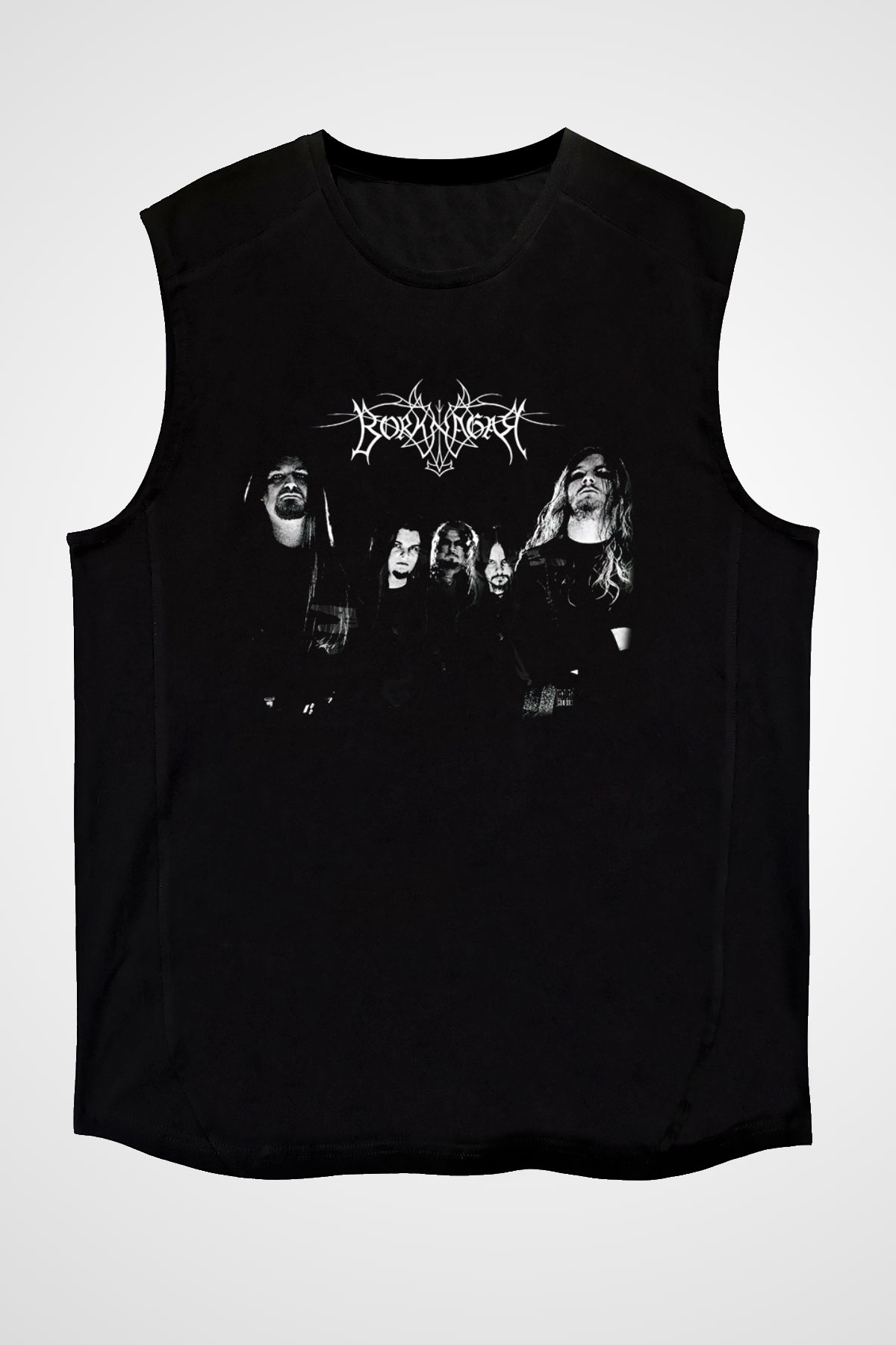 Borknagar Baskılı Unisex Siyah Kolsuz Tişört - Tshirt