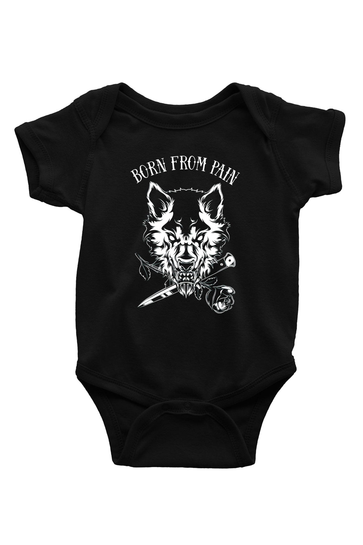 Born from Pain Baskılı Siyah Bebek Body - Zıbın