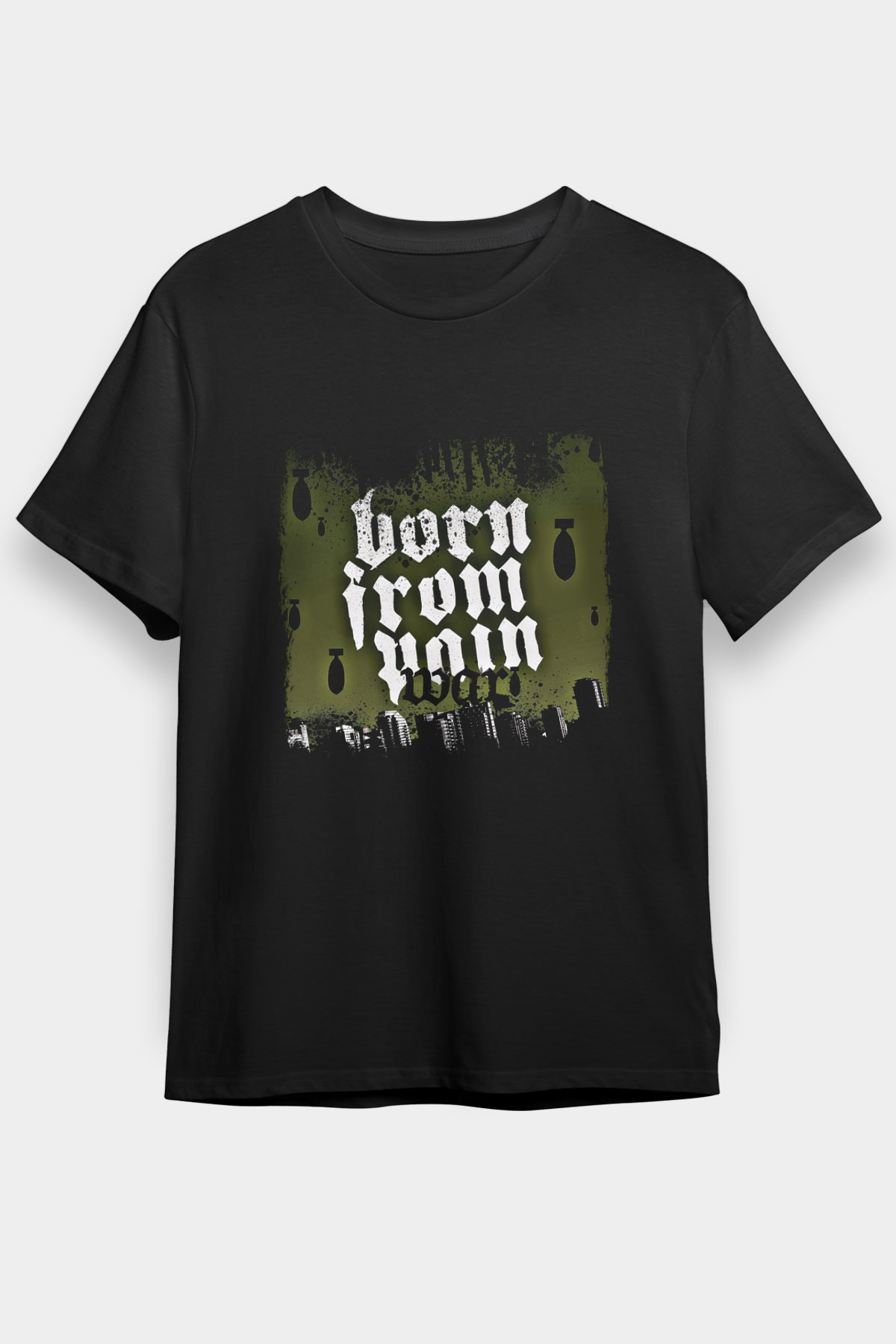 Born from Pain Baskılı Unisex Siyah Tişört