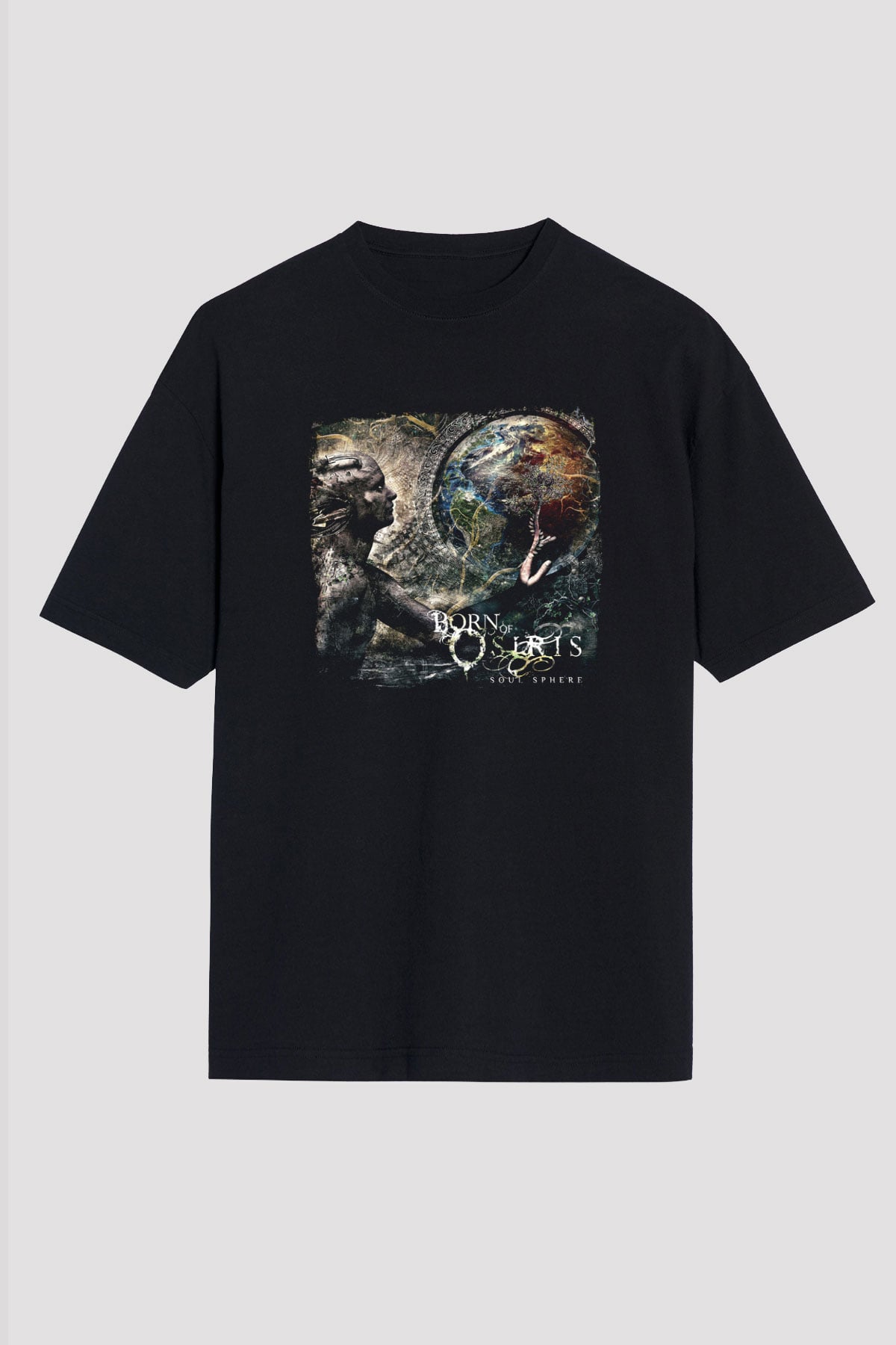 Born Of Osiris Baskılı Unisex Siyah Oversize Tişört