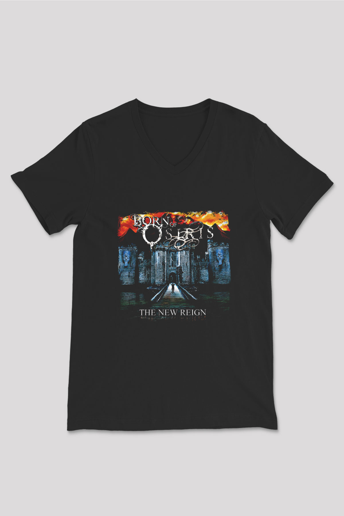 Born Of Osiris Baskılı Unisex Siyah V Yaka Tişört