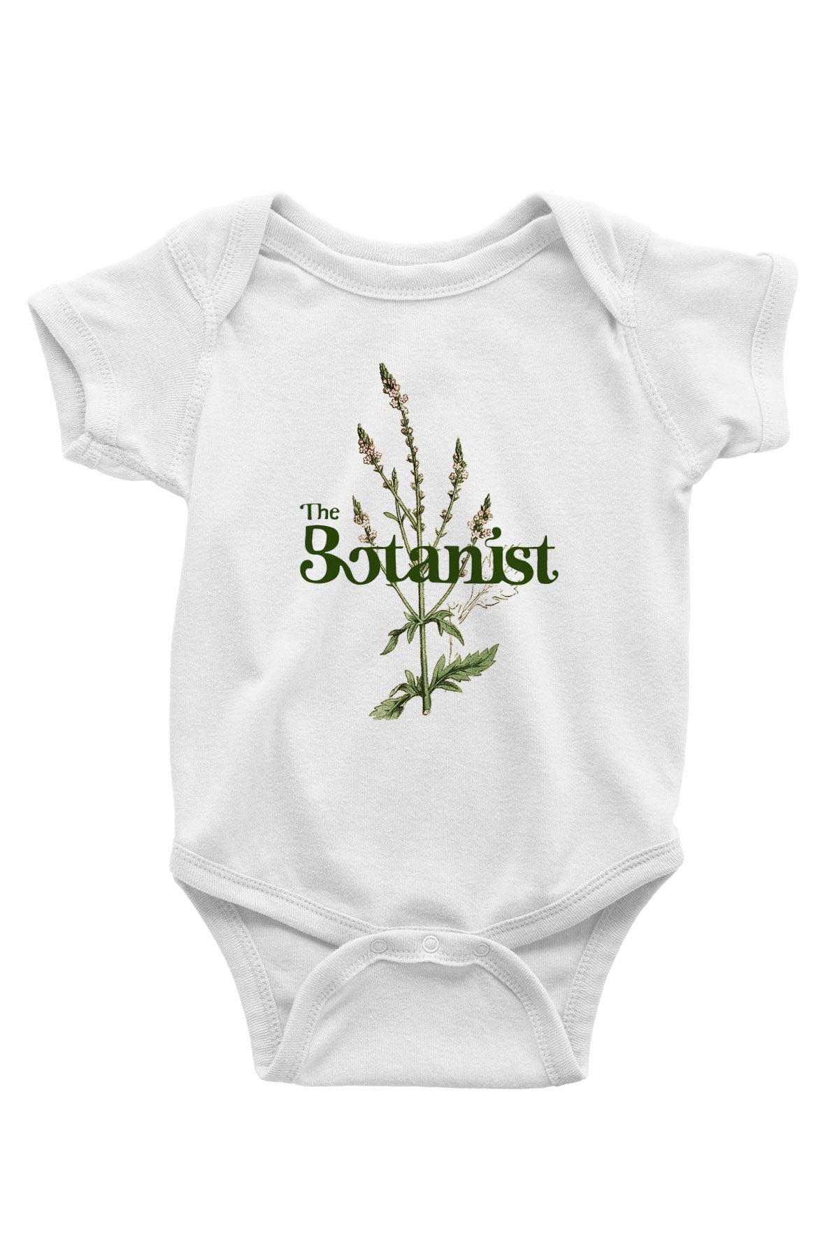 Botanikçi Baskılı Beyaz Unisex Bebek Body - Zıbın