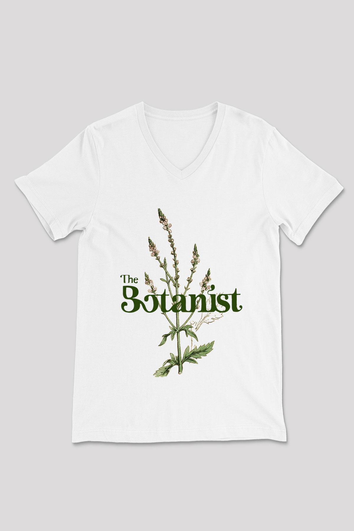 Botanikçi Beyaz Unisex V Yaka Tişört T-Shirt