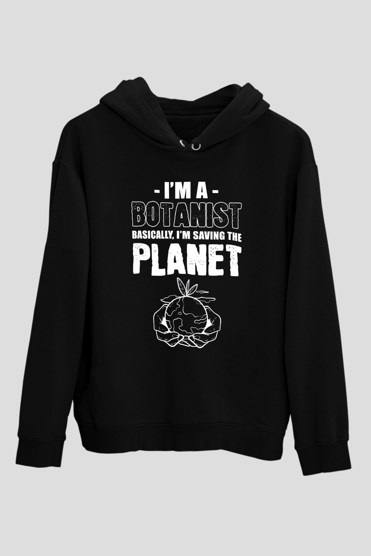 Botanikçi Siyah Unisex Kapüşonlu Sweatshirt
