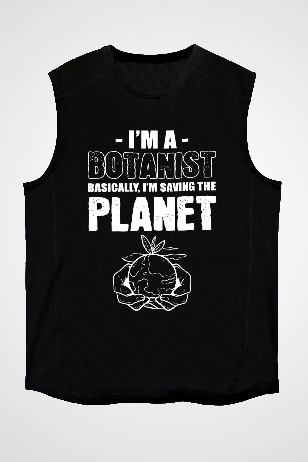 Botanikçi Siyah Unisex Kolsuz Tişört