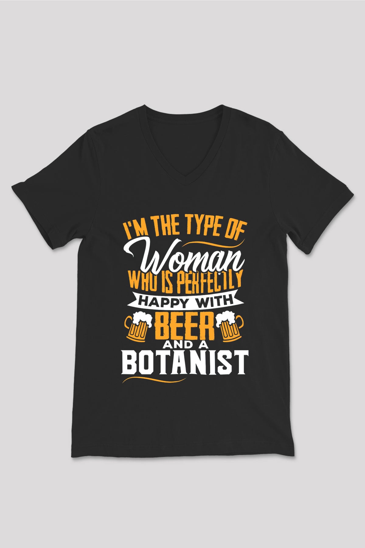 Botanikçi Siyah Unisex V Yaka Tişört