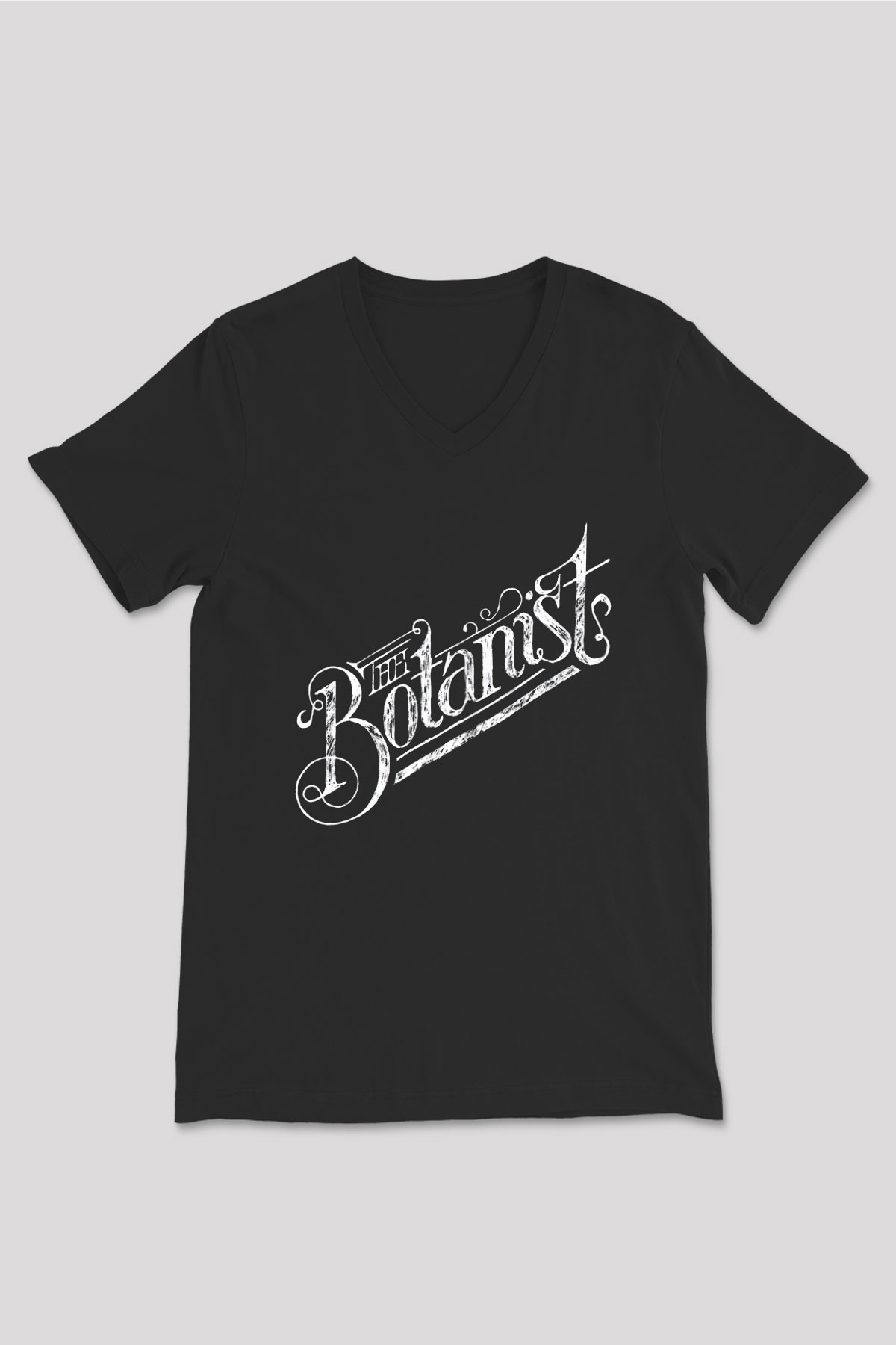 Botanikçi Siyah Unisex V Yaka Tişört T-Shirt