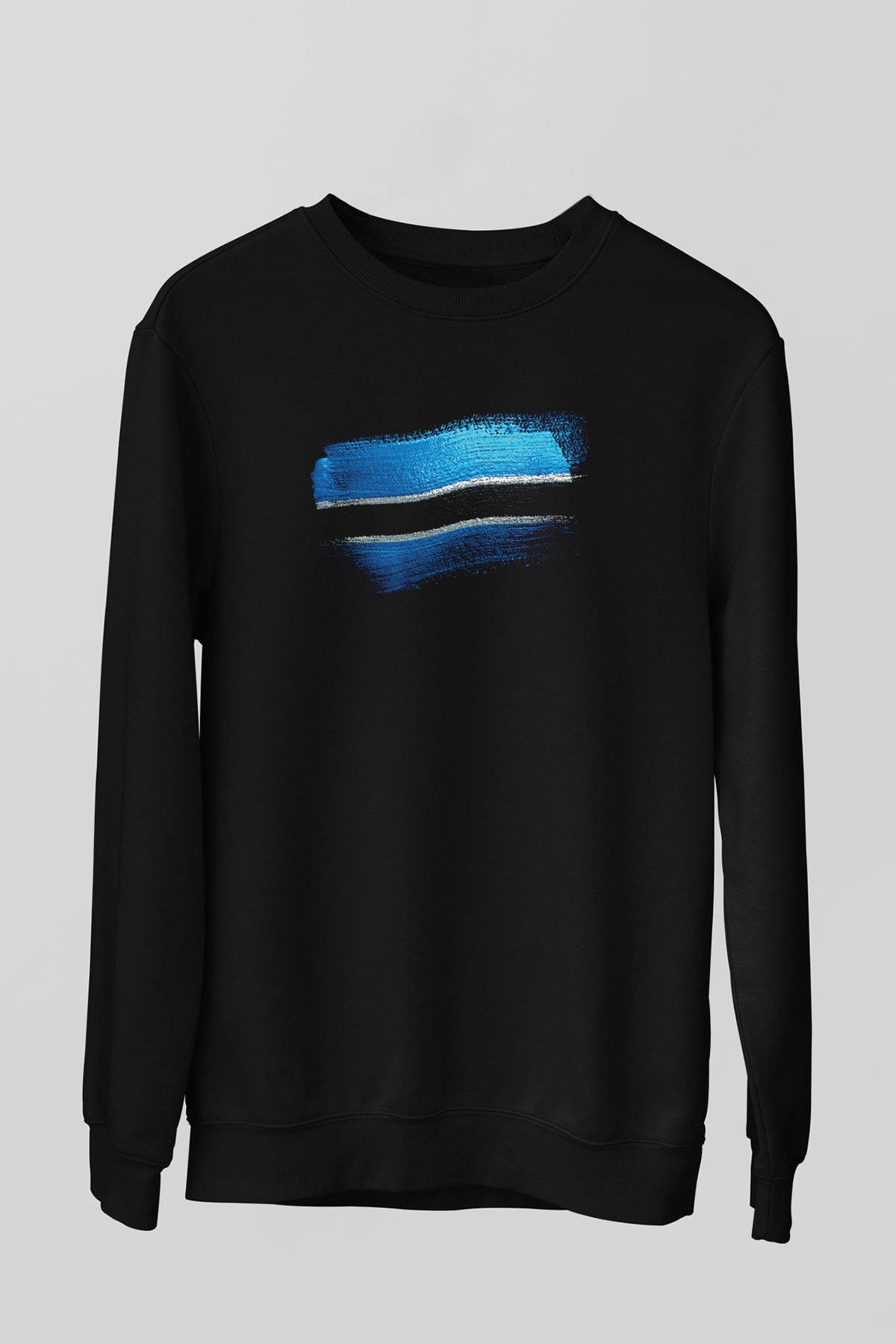 Botsvana - Botswana Bayrağı Baskılı Unisex Siyah Sweatshirt