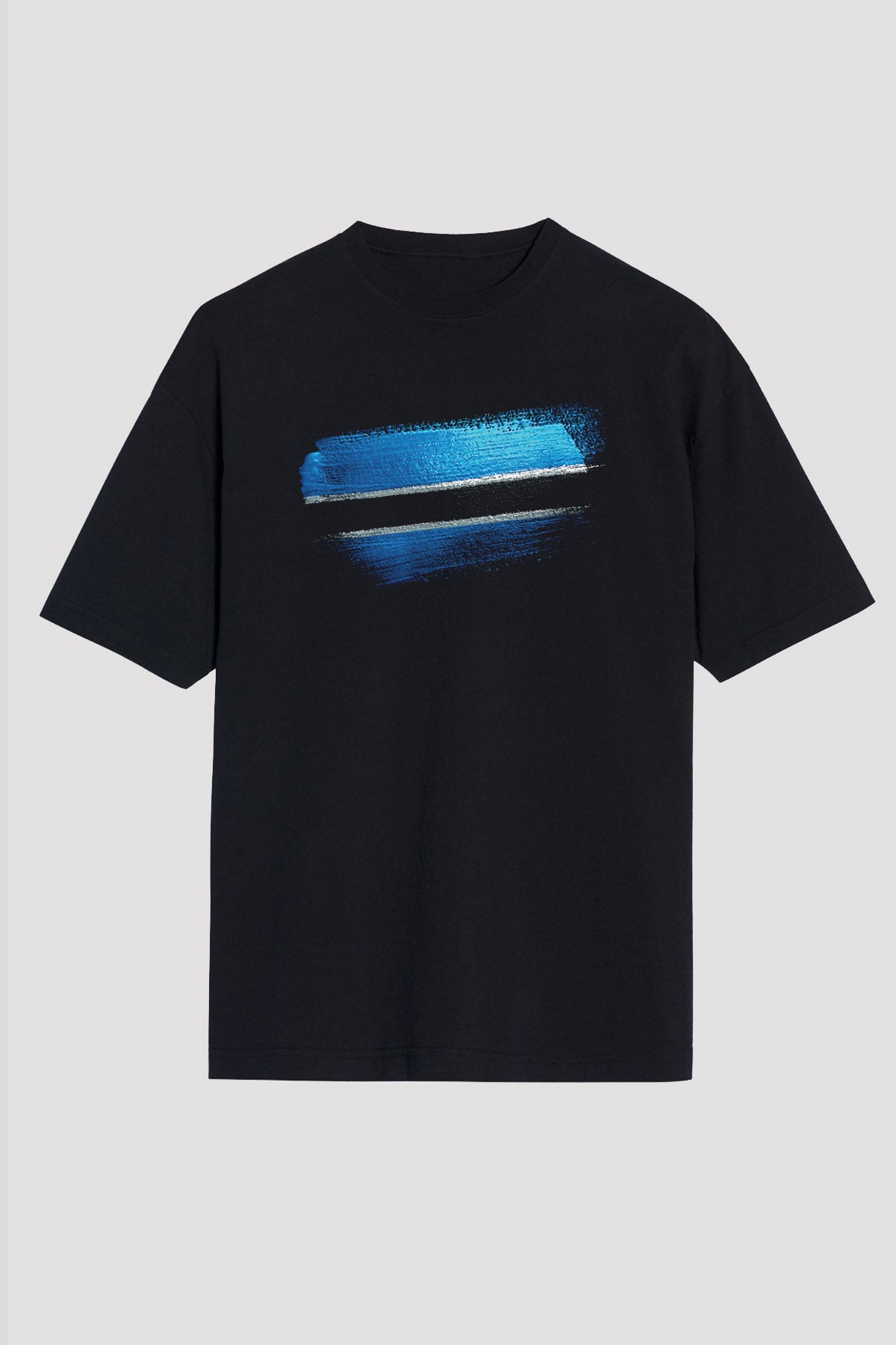 Botsvana - Botswana Bayrağı Baskılı Unisex Siyah Oversize Tişört