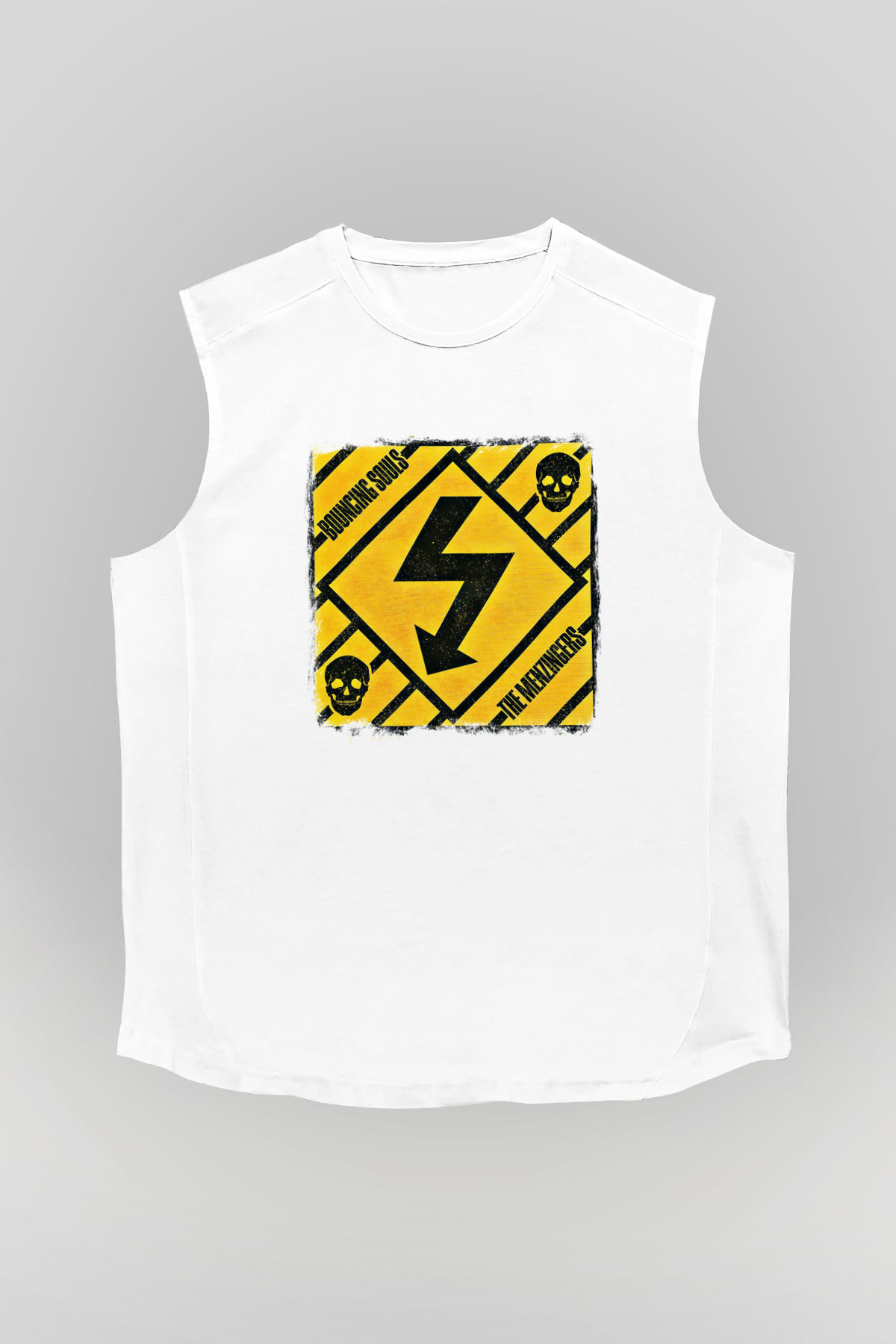 Bouncing Souls Baskılı Unisex Beyaz Kolsuz Tişört