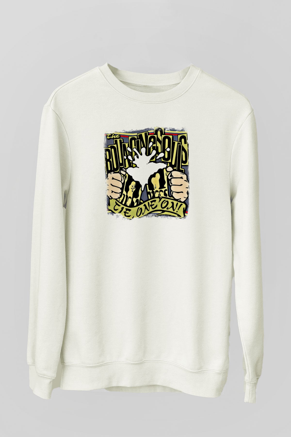Bouncing Souls Baskılı Unisex Beyaz Sweatshirt