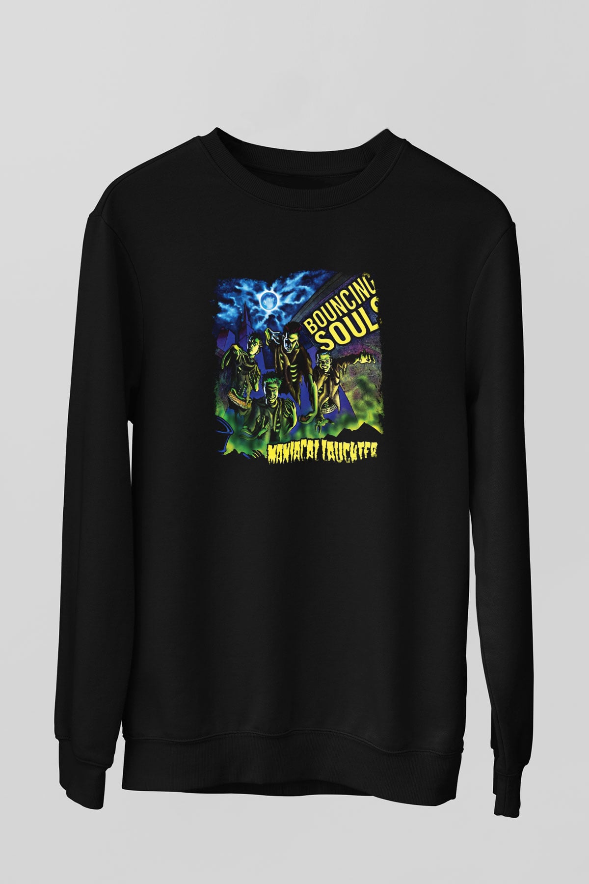Bouncing Souls Baskılı Unisex Siyah Sweatshirt