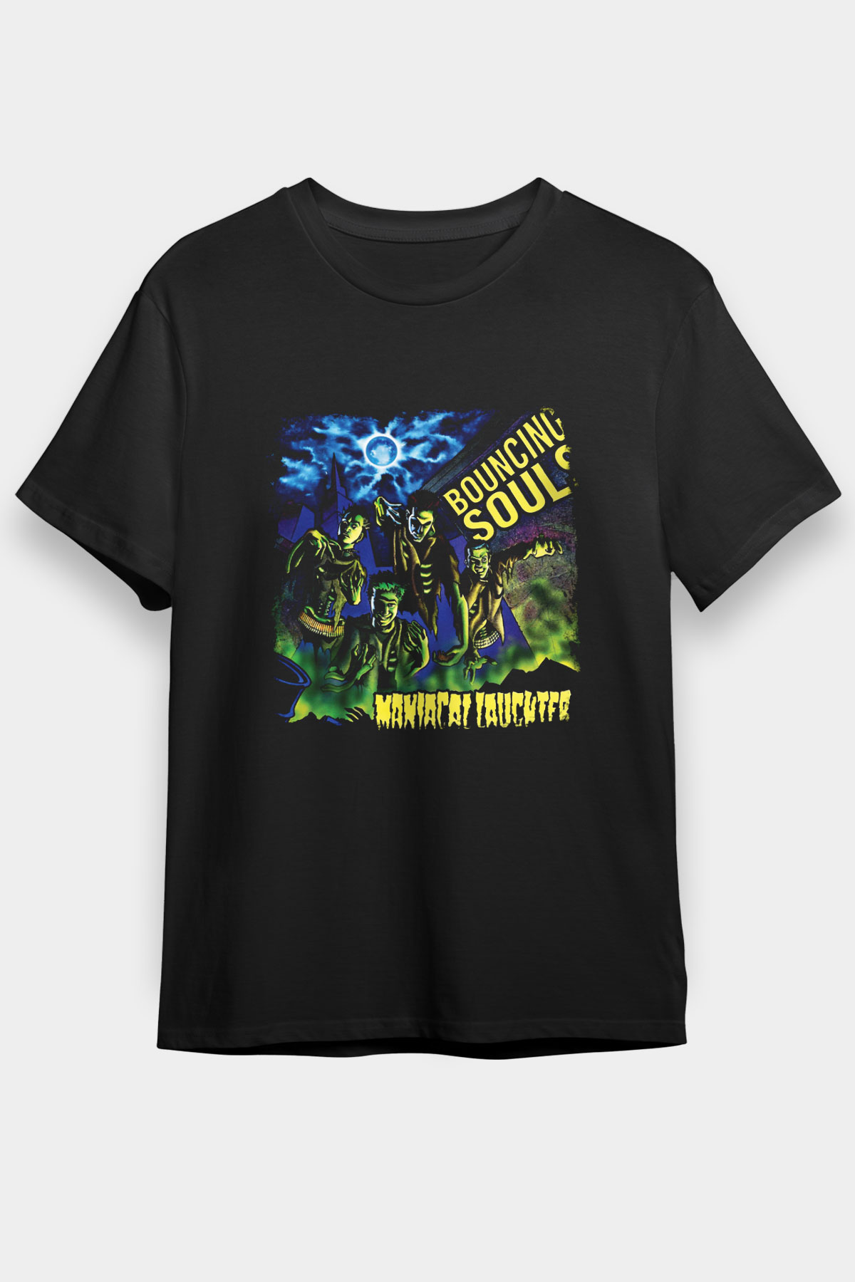 Bouncing Souls Baskılı Unisex Siyah Tişört