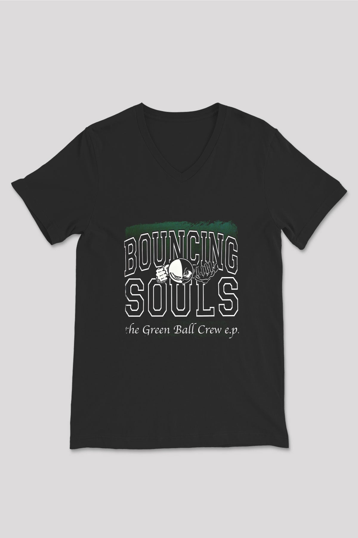 Bouncing Souls Baskılı Unisex Siyah V Yaka Tişört