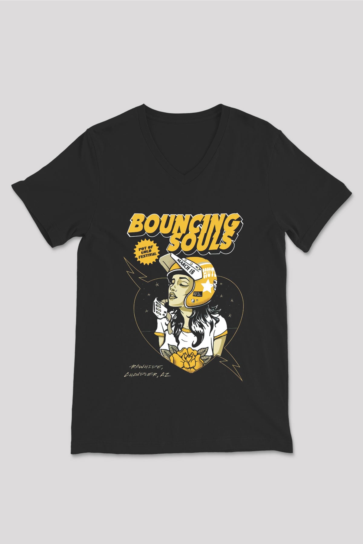 Bouncing Souls Siyah Unisex V Yaka Tişört T-Shirt